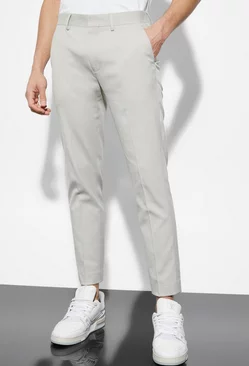 Skinny Linen Crop Suit Trousers taupe