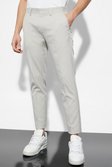 Taupe Skinny Linen Crop Suit Pants