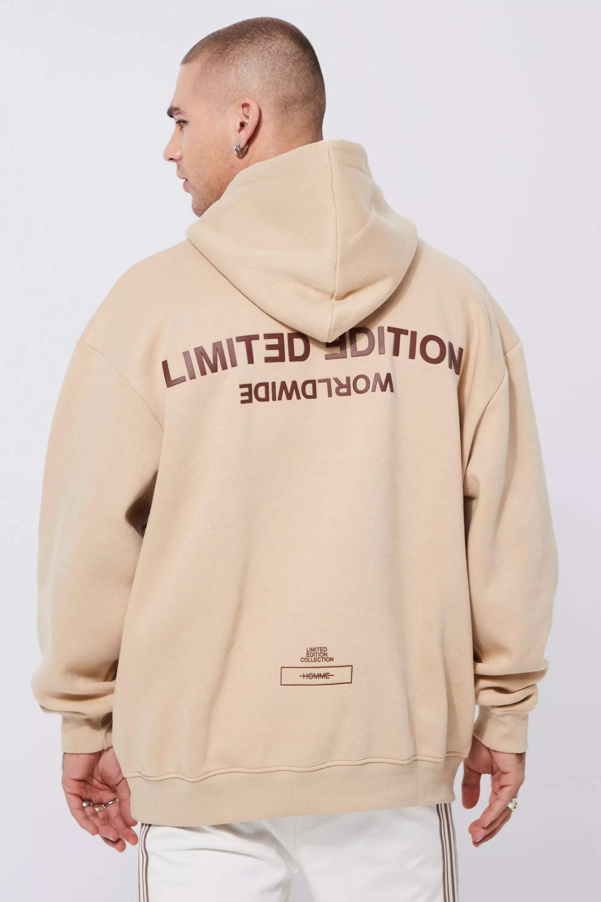 Oversized Raised Branding Hoodie boohooMAN