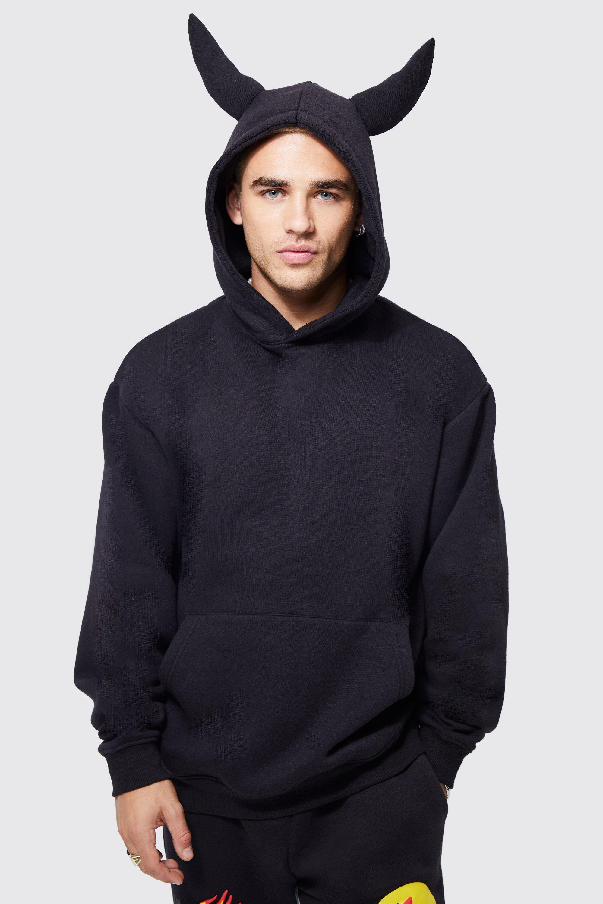 Oversized Devil Horn Hoodie boohooMAN USA