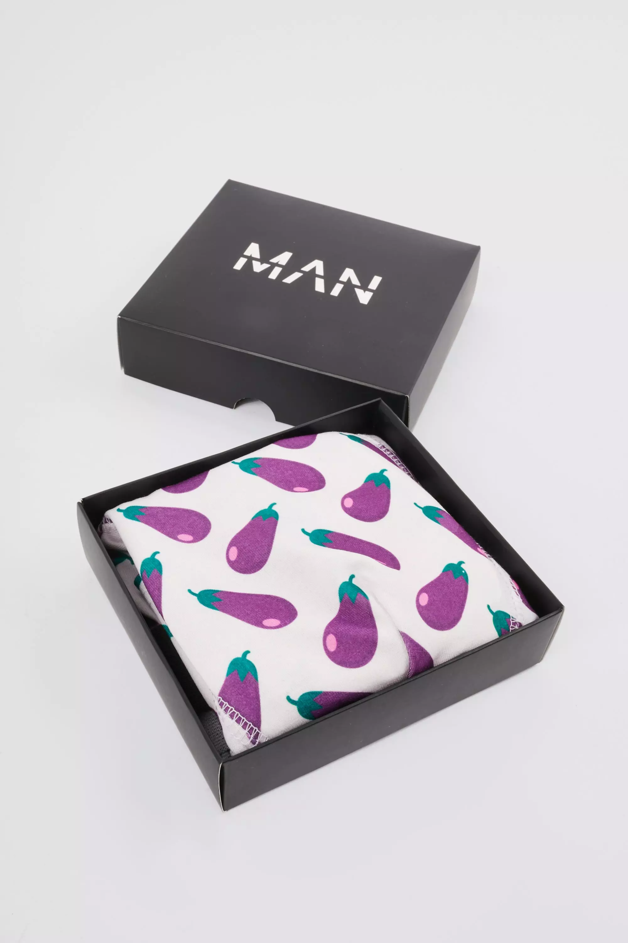 Aubergine Printed Boxers In Gift Box White