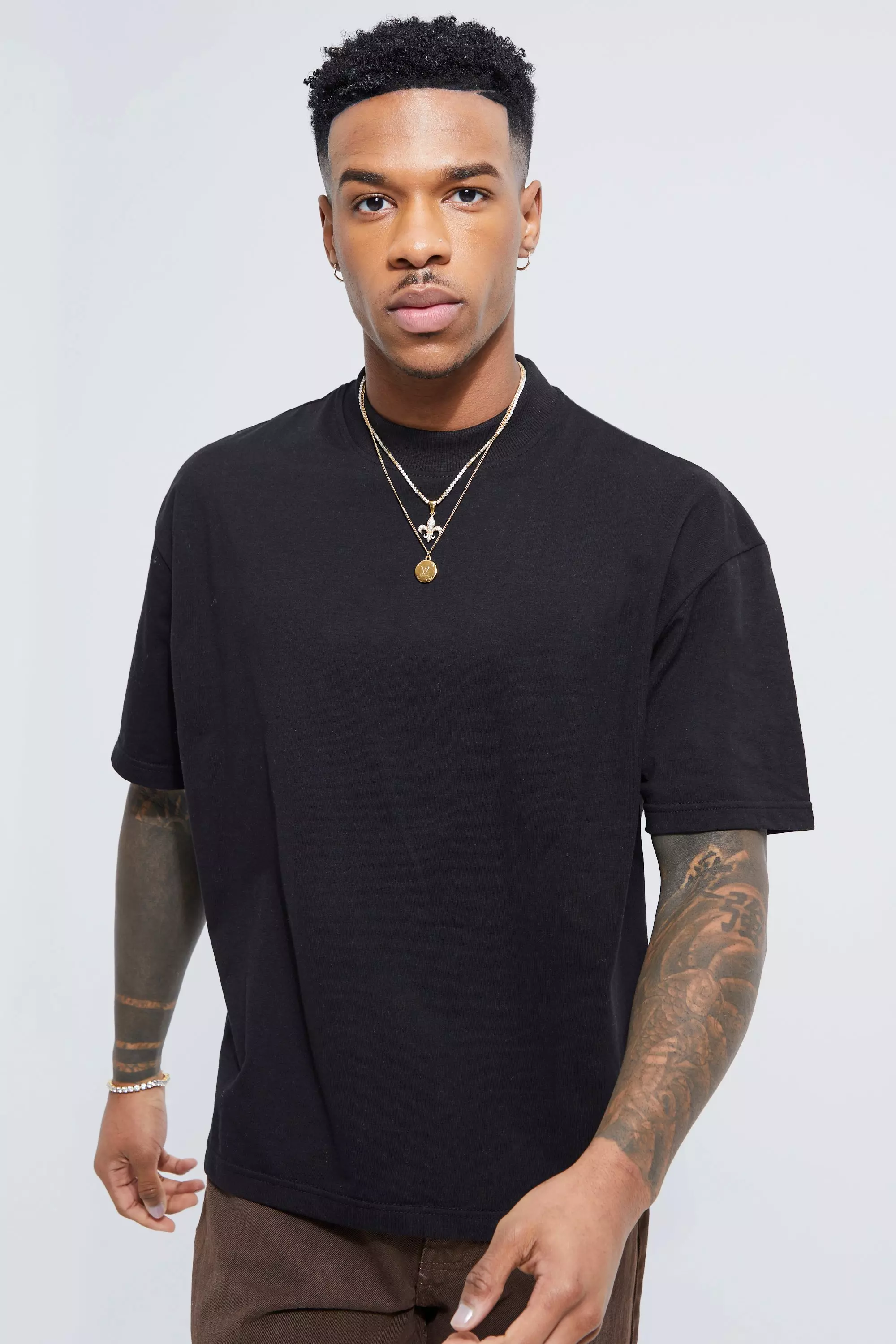 Oversized Extended Neck Boxy T-shirt Black