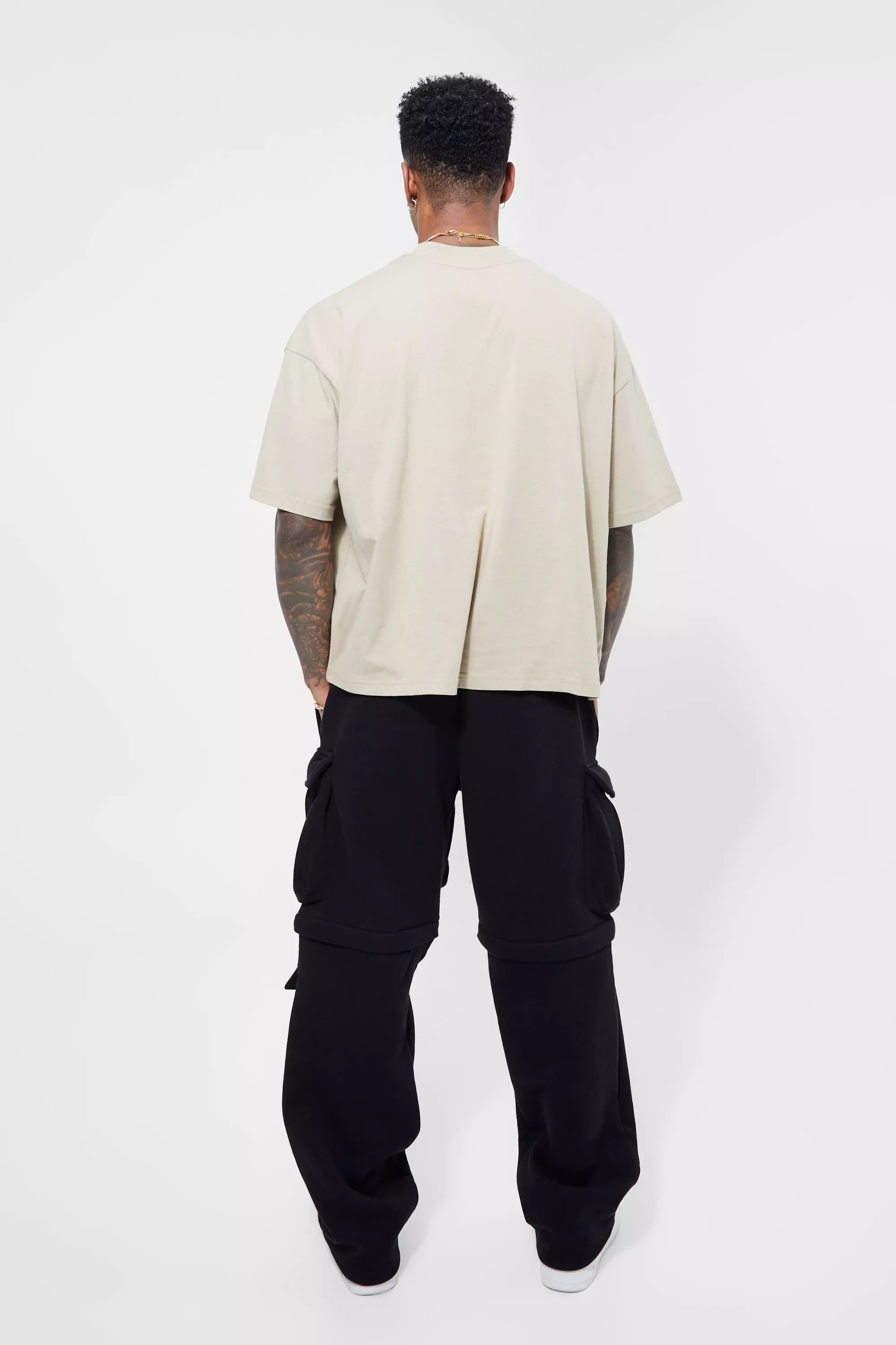 Stone Oversized Boxy T-Shirt Met Brede Nek alternatieve afbeelding