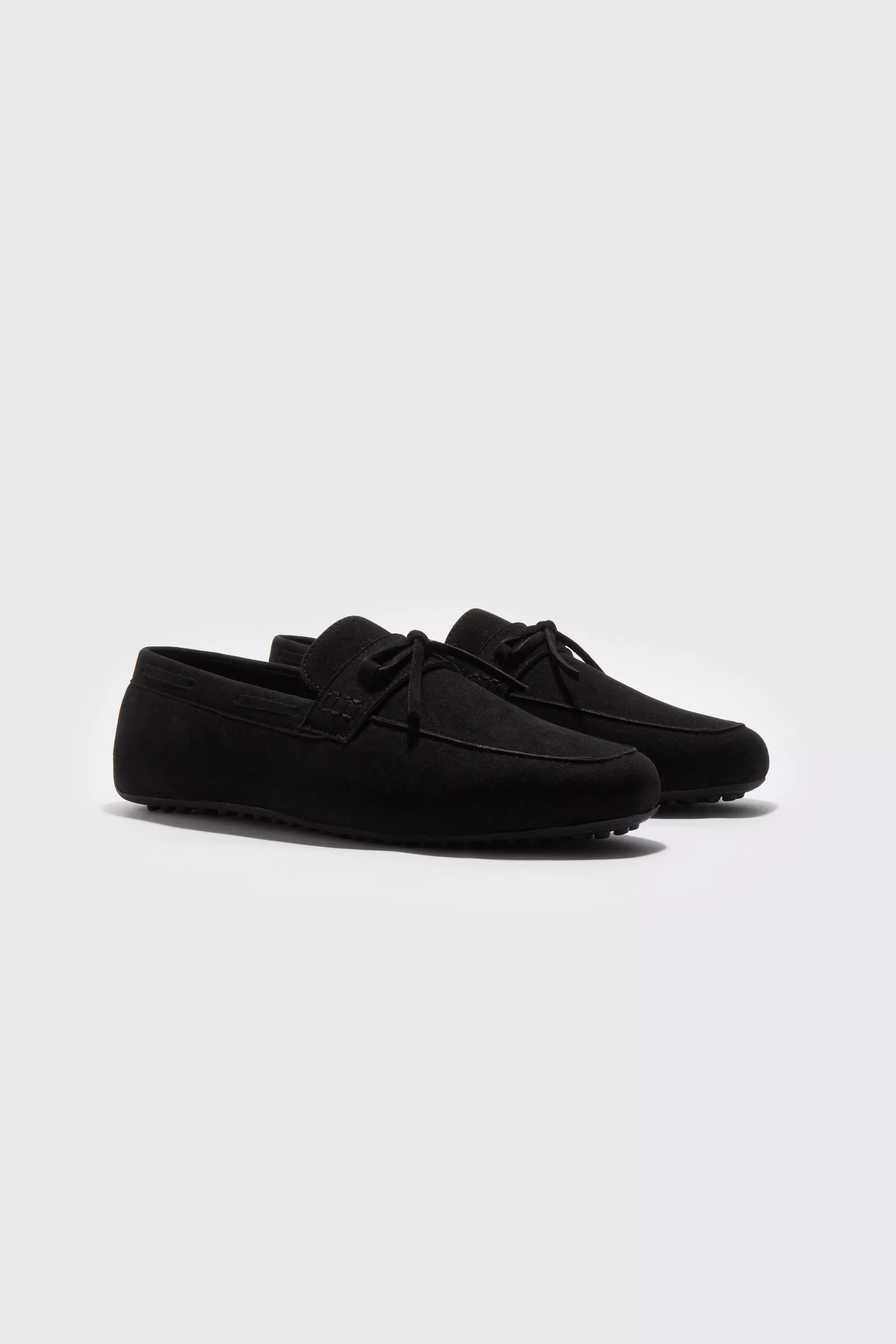 Black Faux Suede Driving Shoe