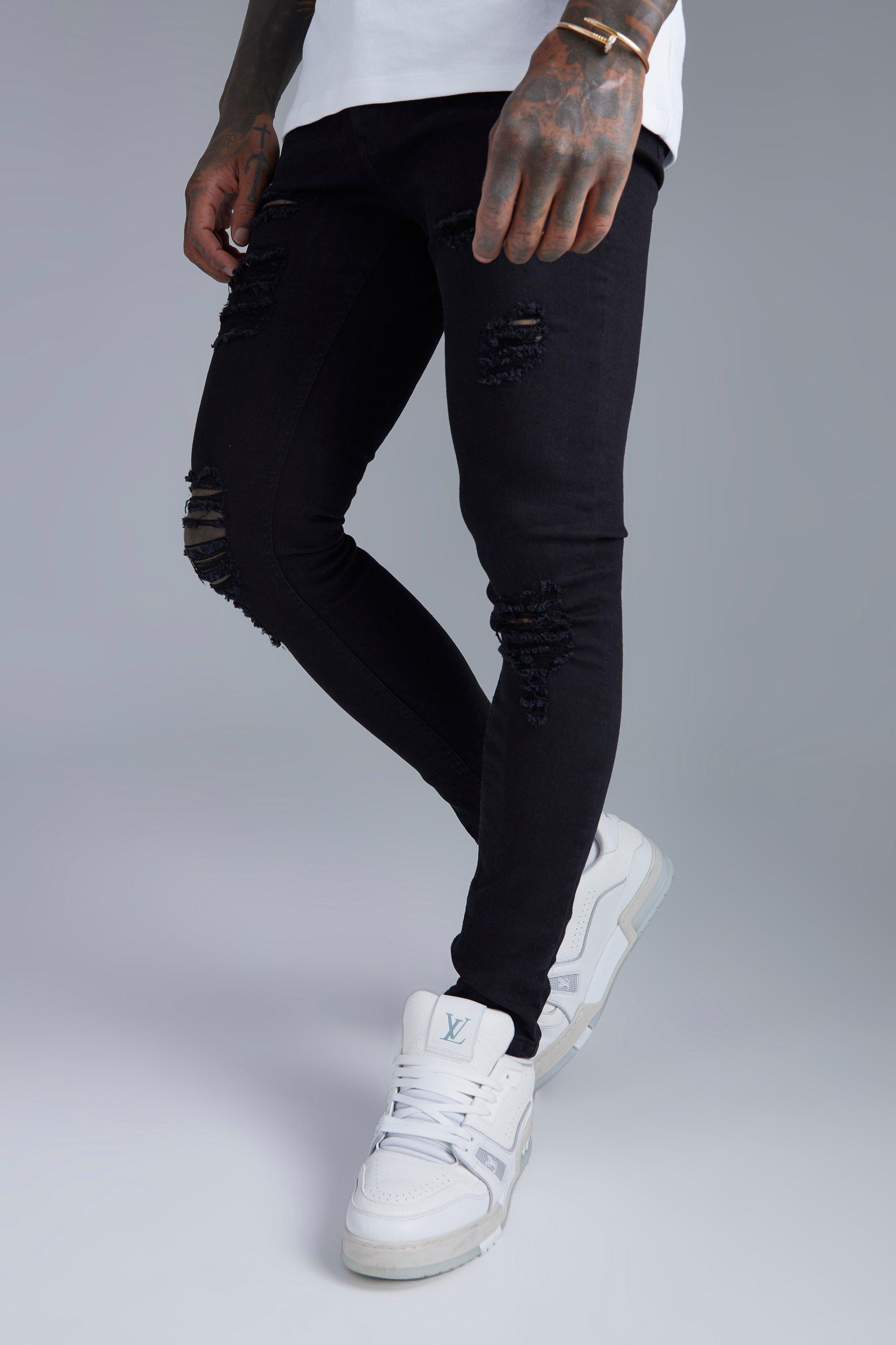 Super Jeans With All Rips | boohooMAN USA