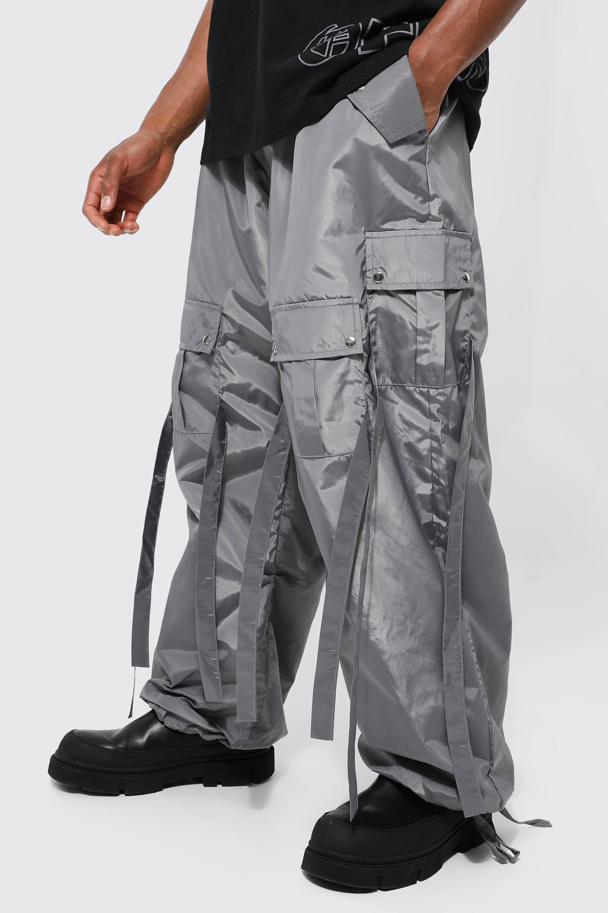 Elastic Waist Parachute Cargo Strap Trouser