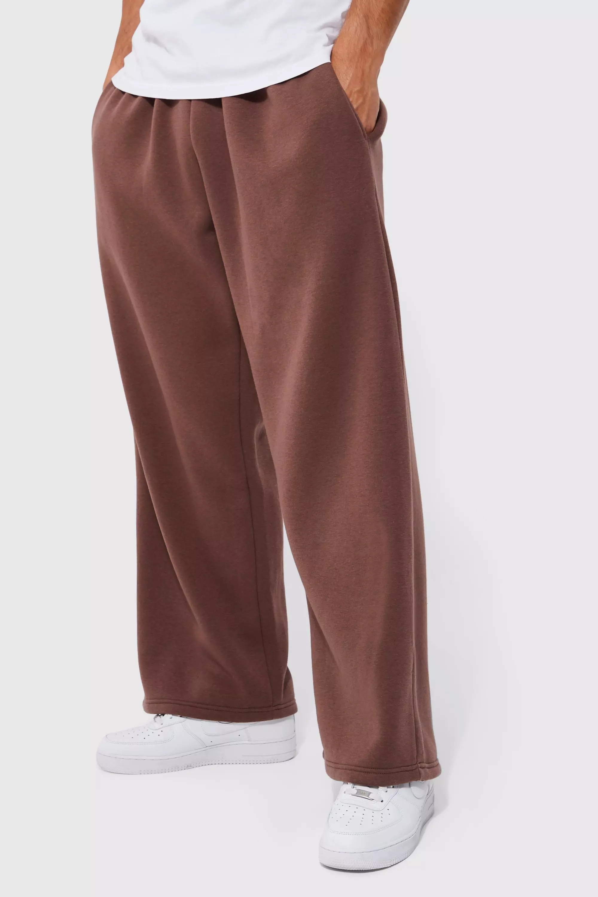 Extreme Wide Leg Basic Sweatpants Chocolate