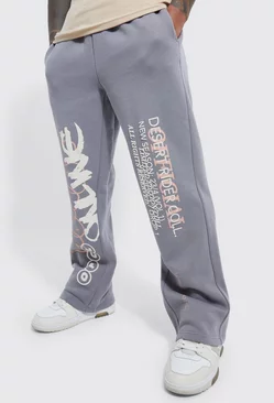 Regular Printed Gusset Sweatpants Charcoal