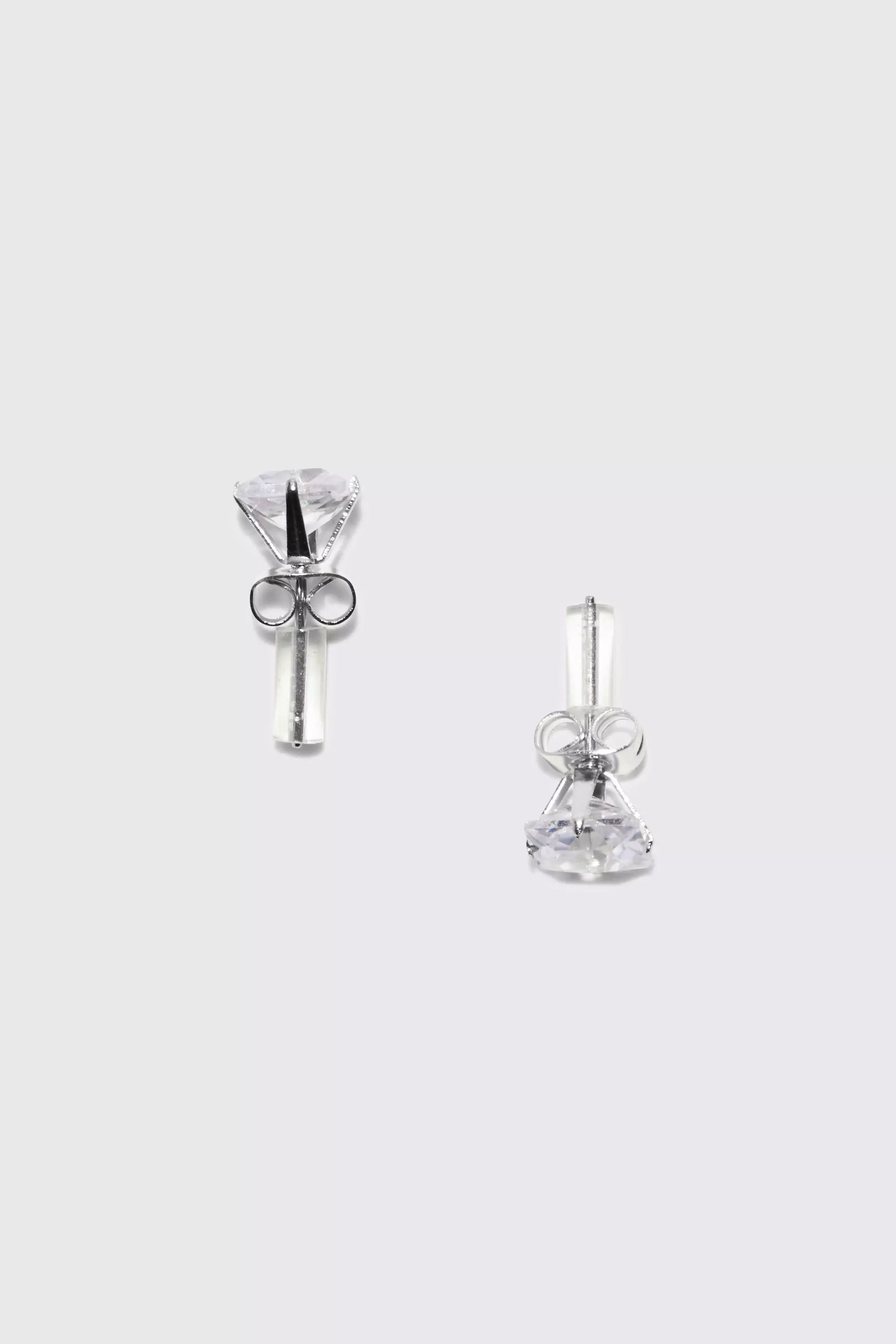 Silver 8mm Square Stud Diamante Earrings alternative image