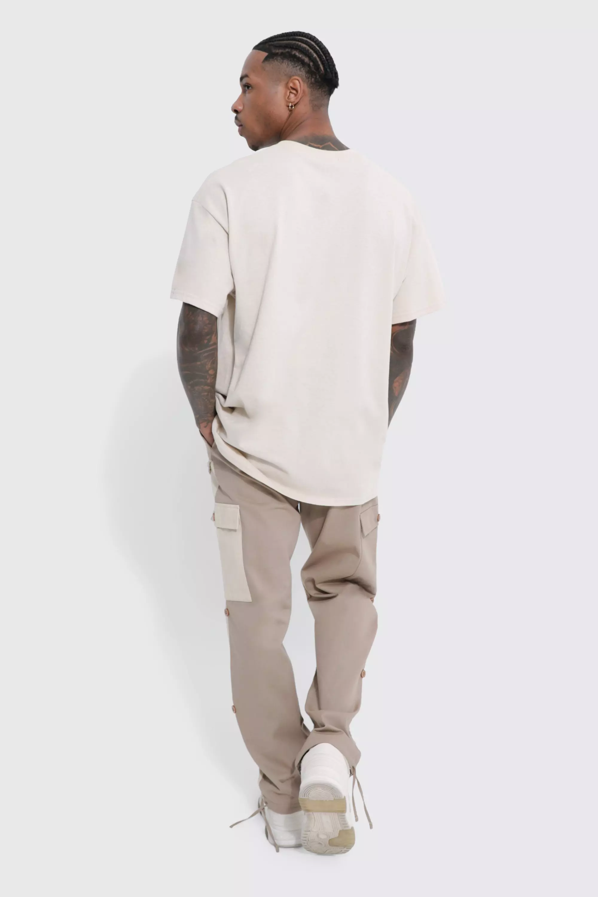boohoo MAN★オーバーサイズ パーム柄 Tシャツ タンクトップ★白 Oversized Barcelona Print T-shirt | boohooMAN USA