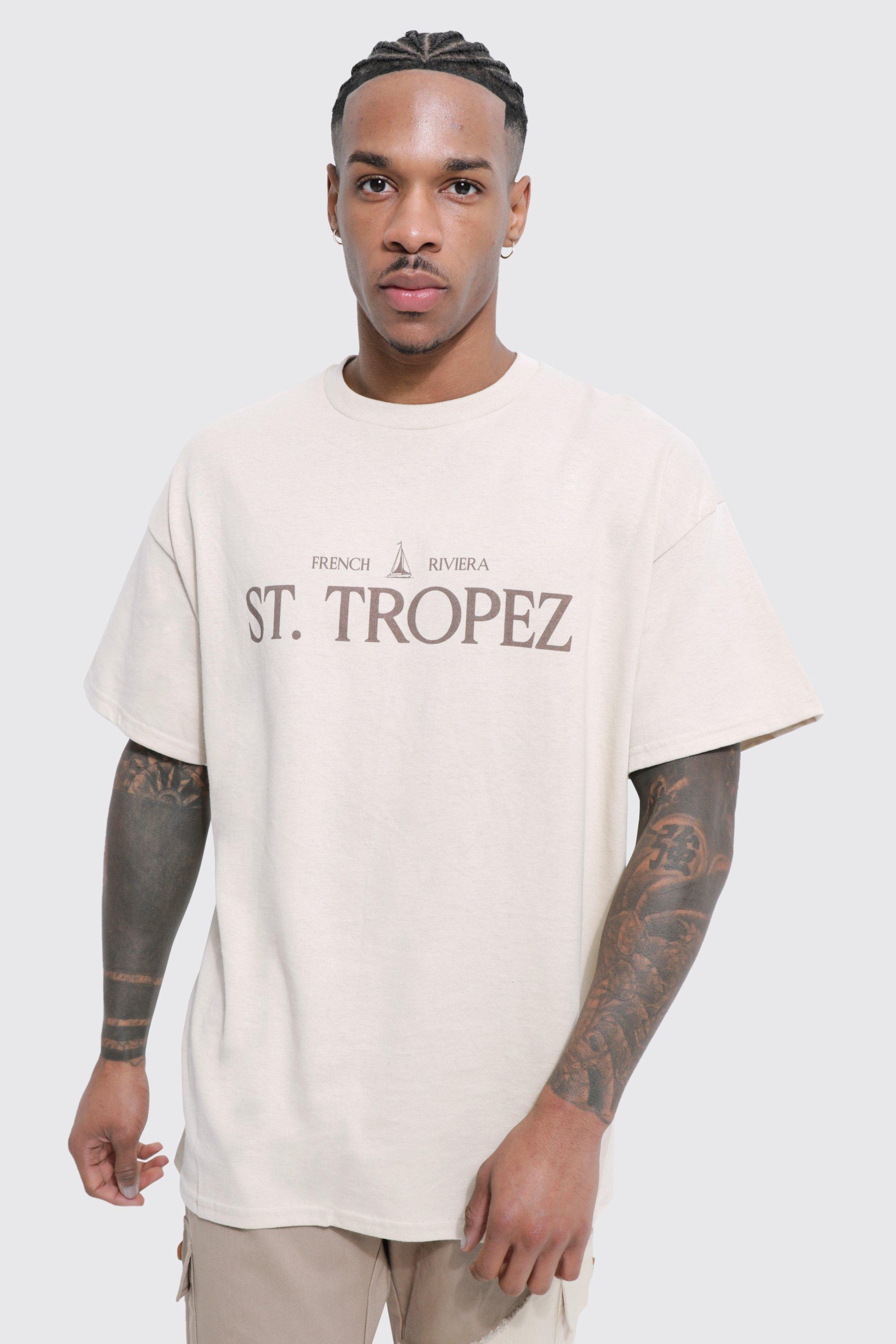 Oversized St Tropez Print | boohooMAN USA