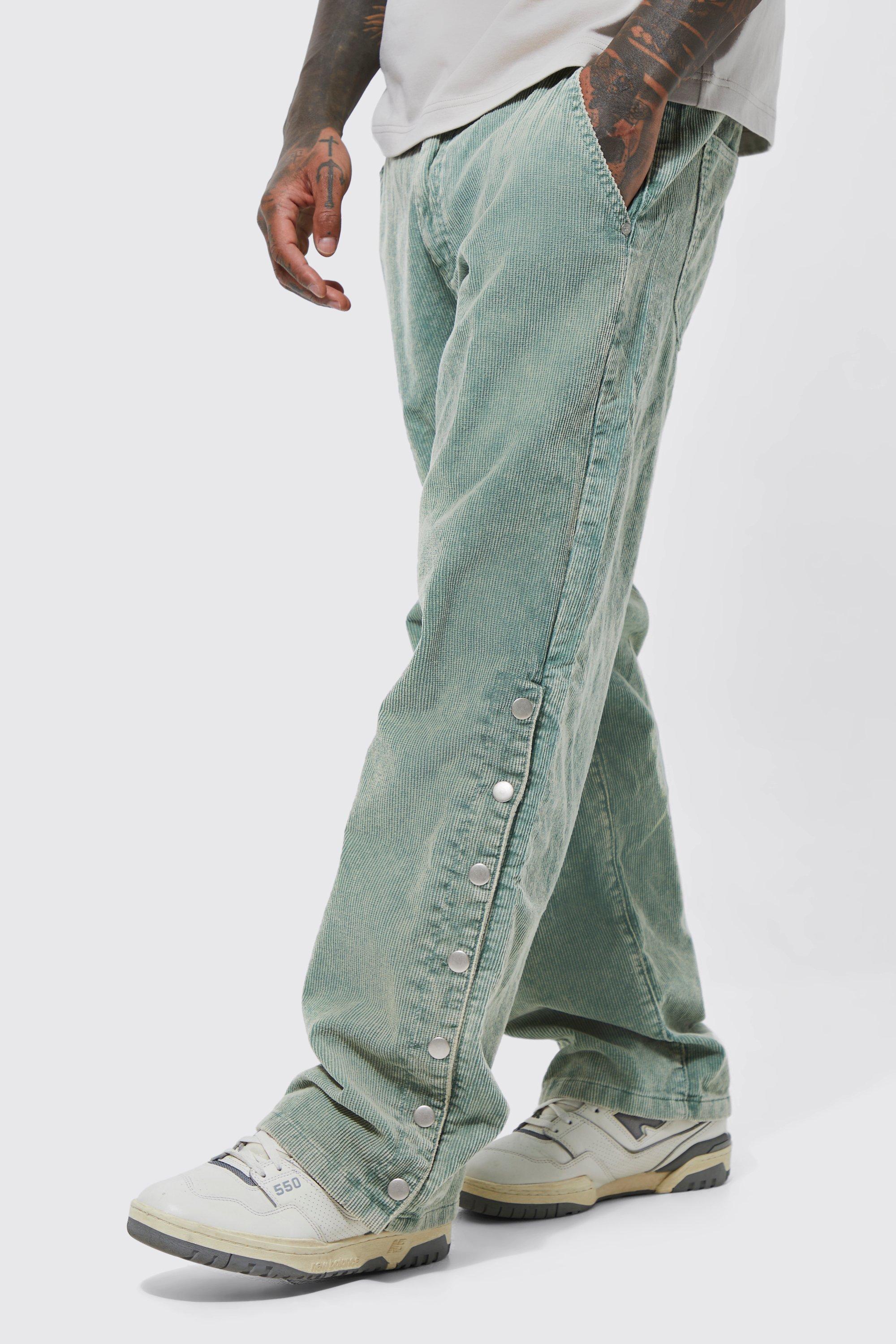 Acid Wash Relaxed Fit Popper Cord Pants
