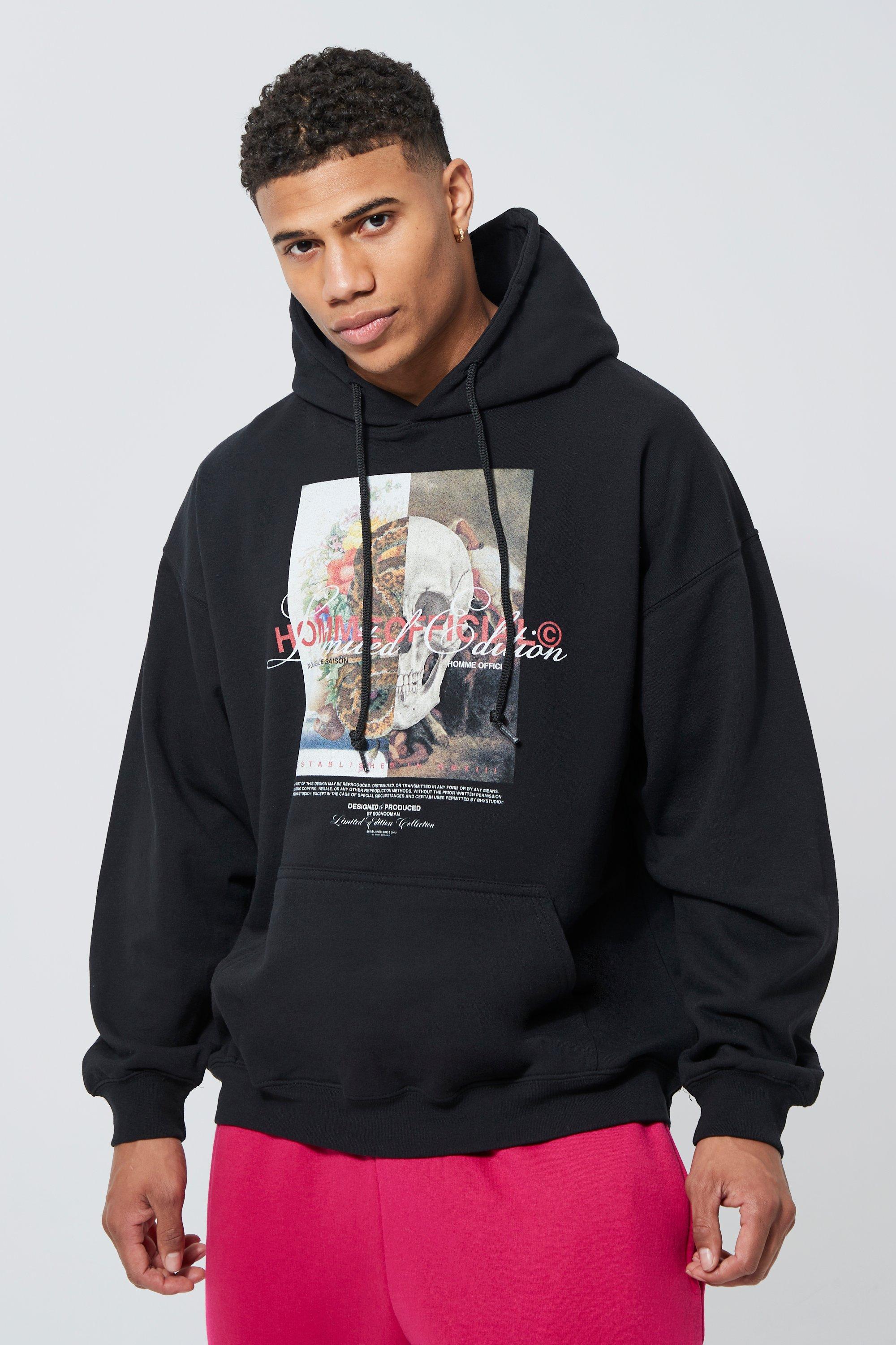 Topman Judgement graphic hoodie in black