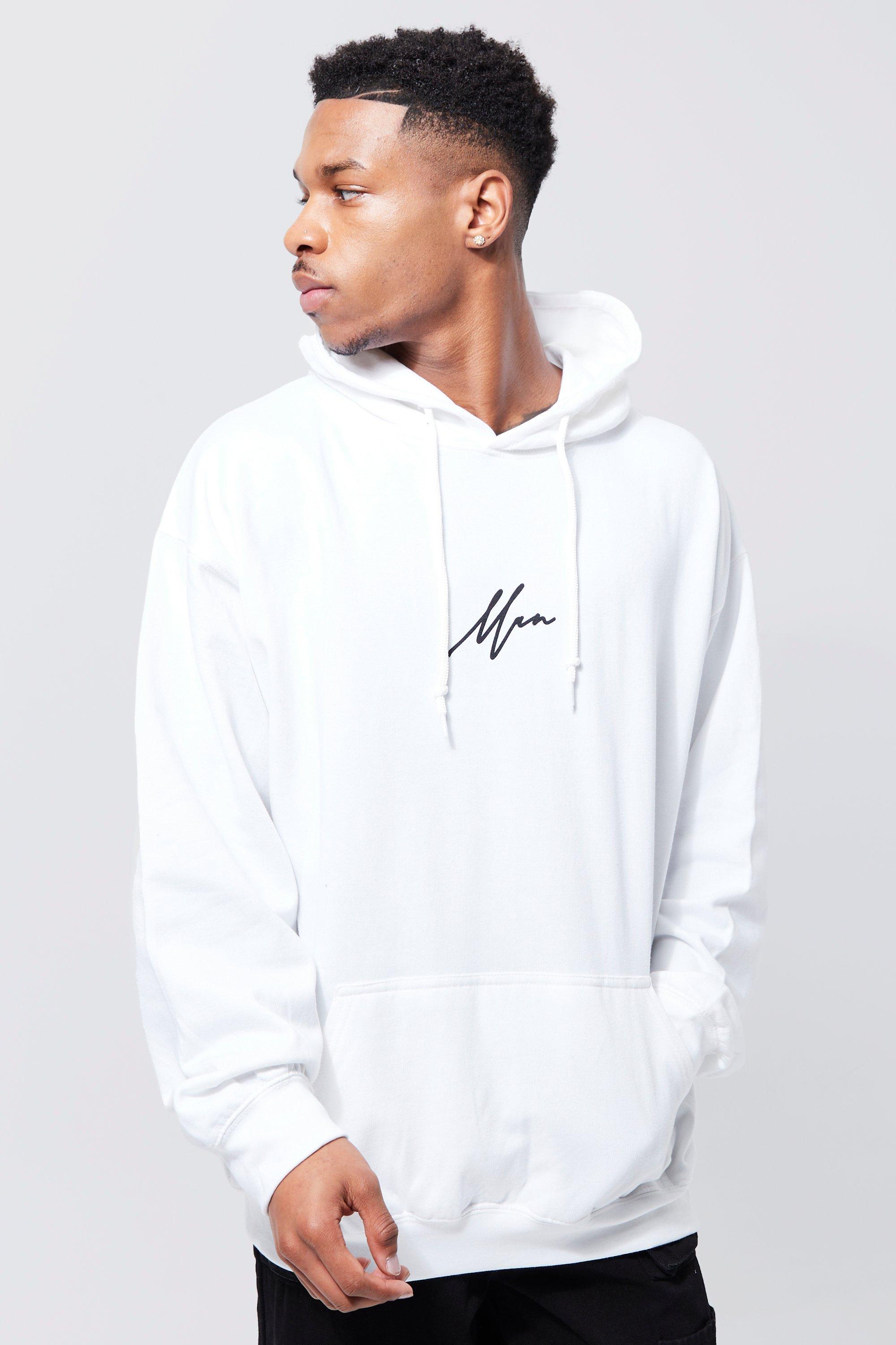 boohoo Mens Oversized Man Signature Over The Head Hoodie - Black