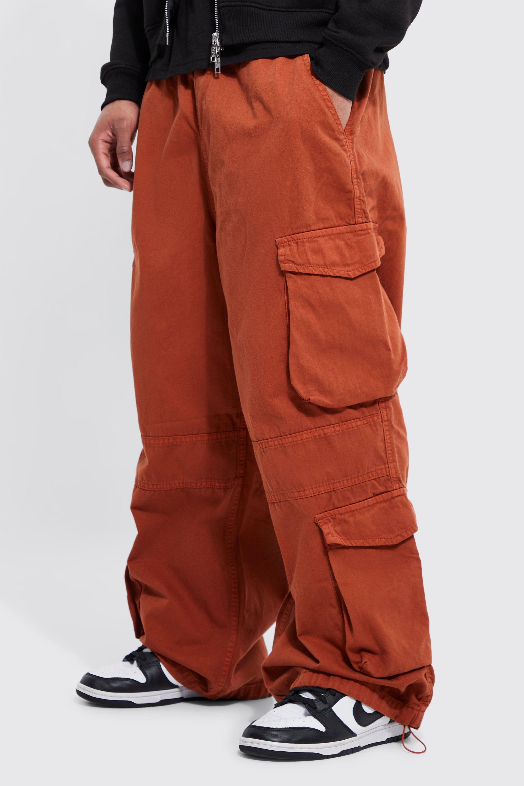 New Time and Tru Cargo Jogger Pants Size M 8 10 Orange Elastic Waist Cuffs