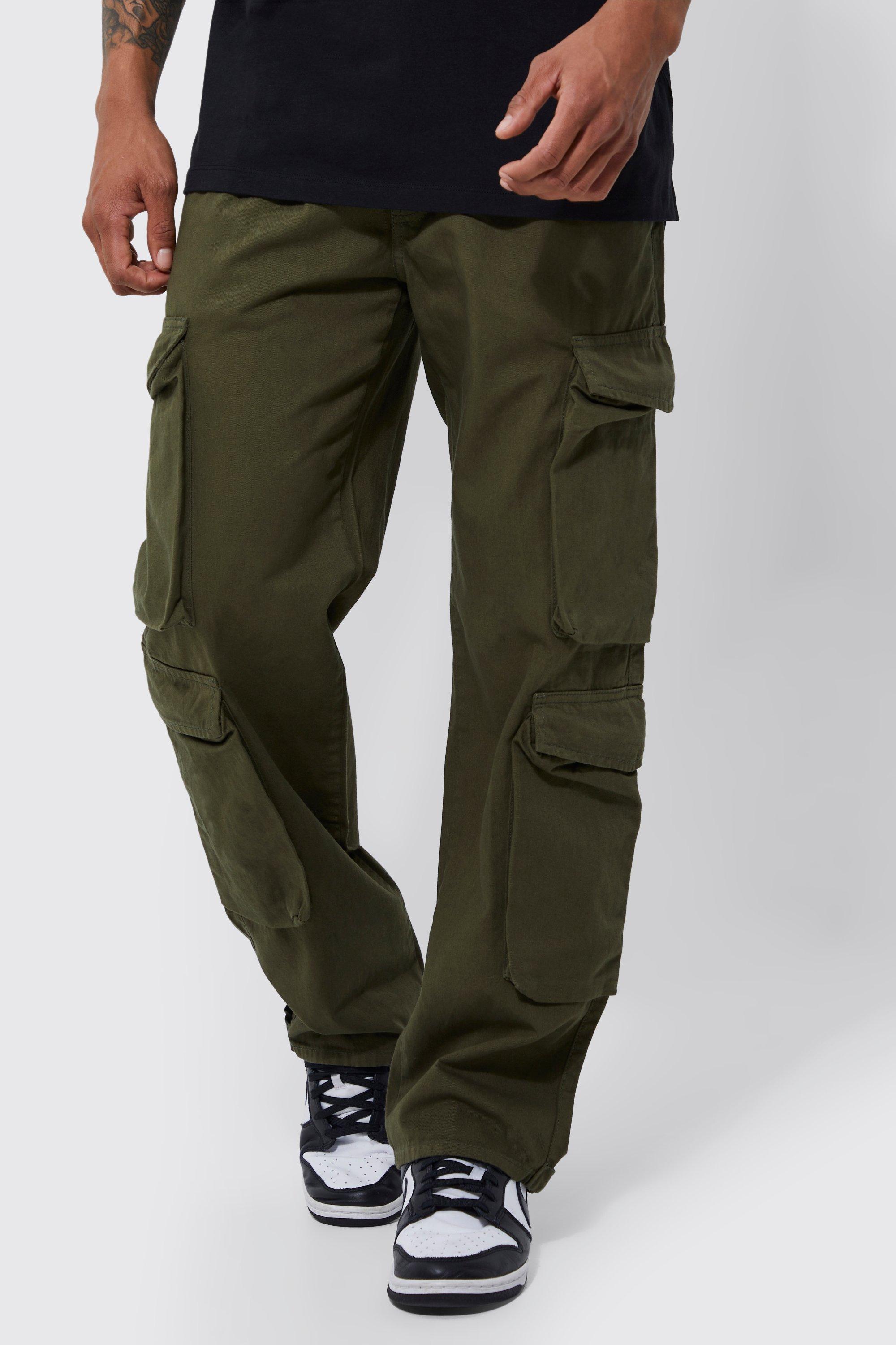 boohooMAN Men's Relaxed 3D Pocket Cargo Pants