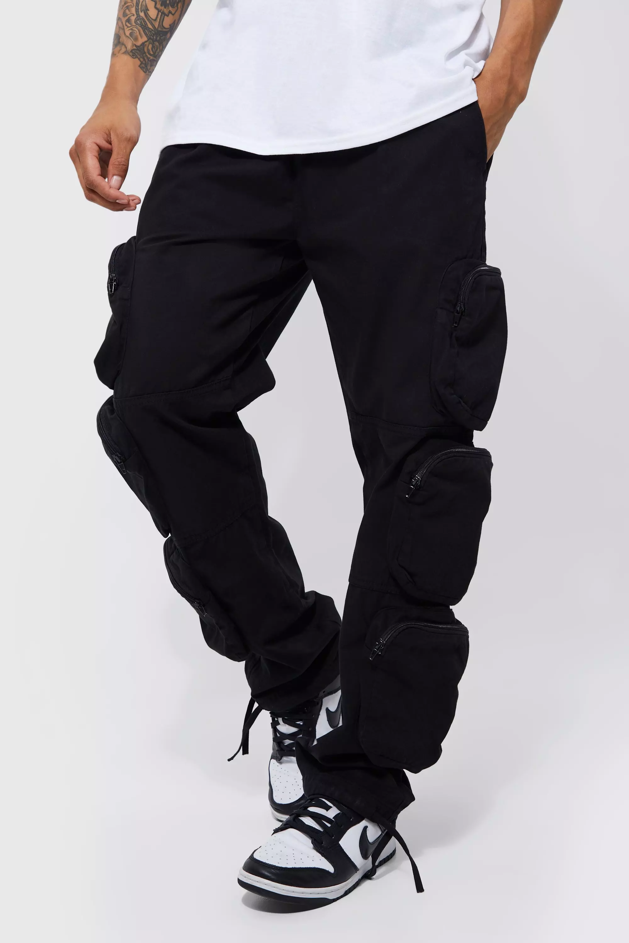 Black 6 pocket pants best sale