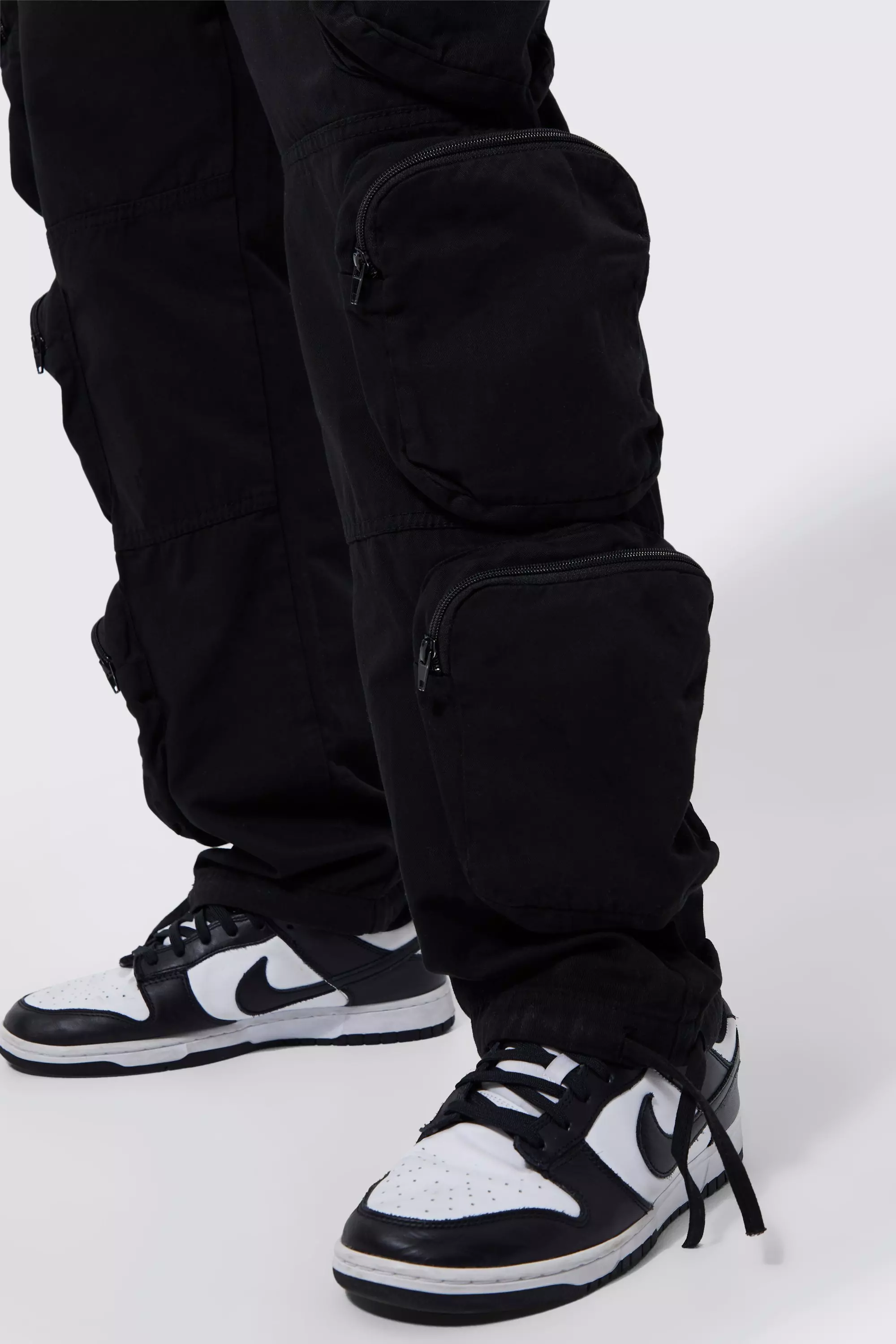 Elasticated Waist Relaxed 6 Zip Pocket Cargo Pants | boohooMAN USA