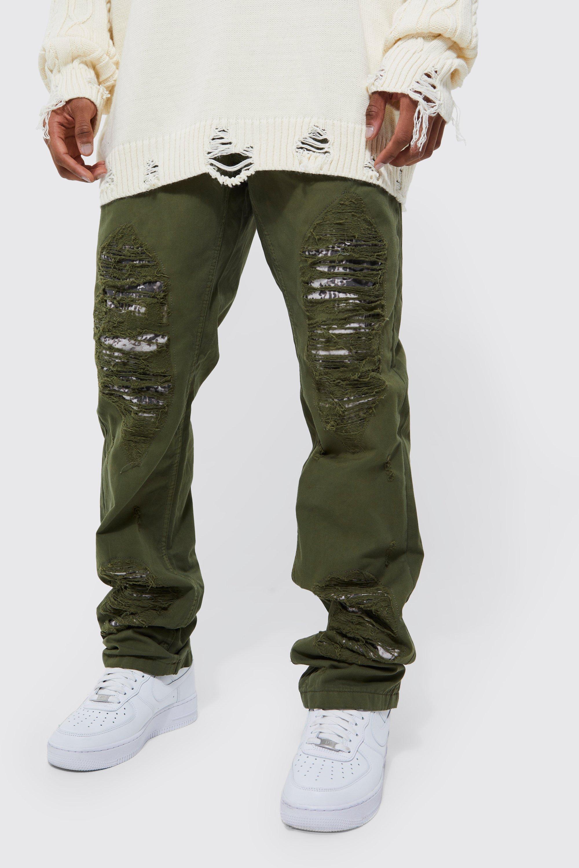 Ripped khaki sale joggers