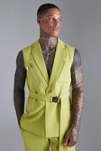 Lime Single Breasted Sleeveless Suit Jacket