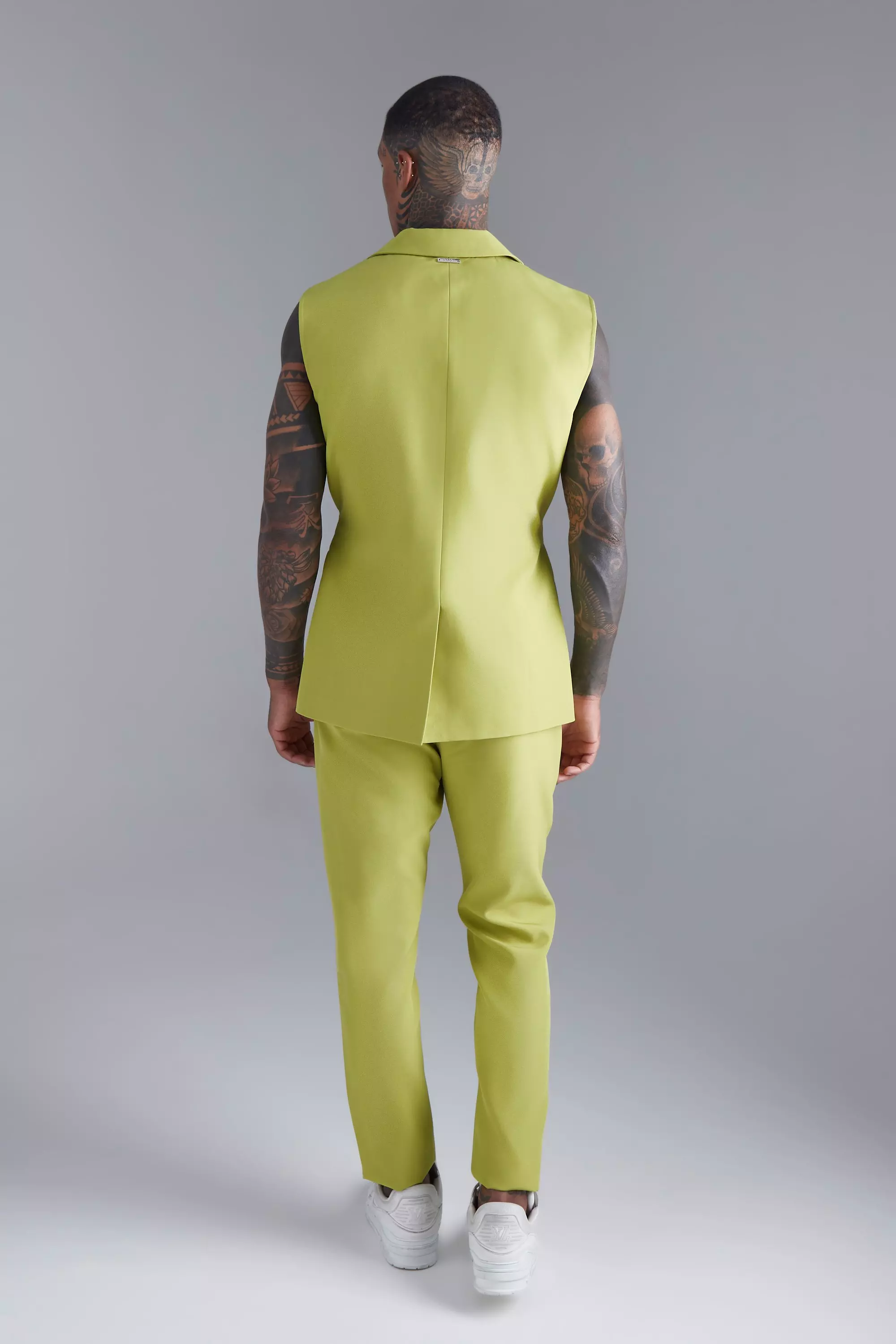 Lime Single Breasted Sleeveless Suit Jacket alternative image