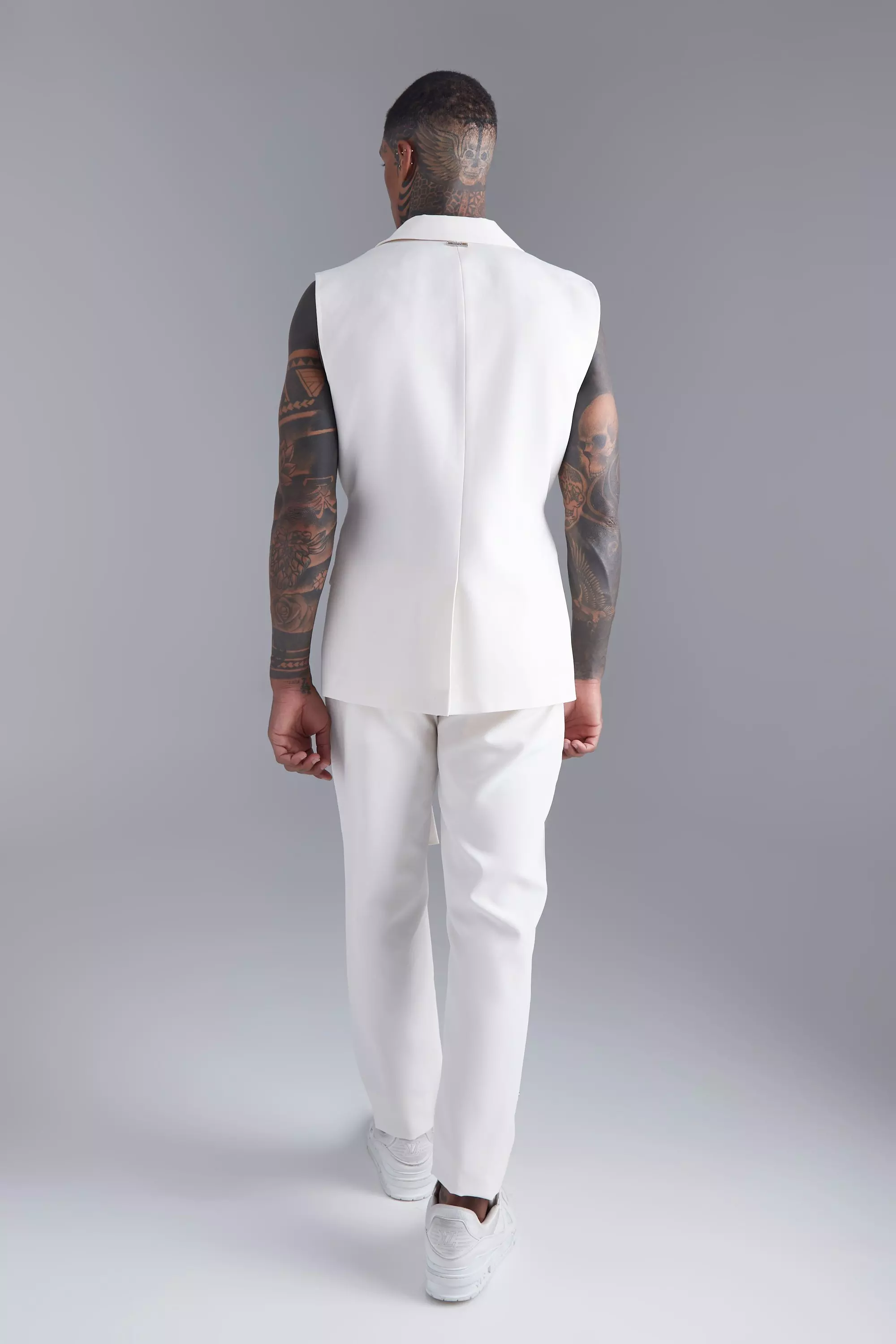 Ecru Skinny Fit Pantalons Met Rits alternatieve afbeelding