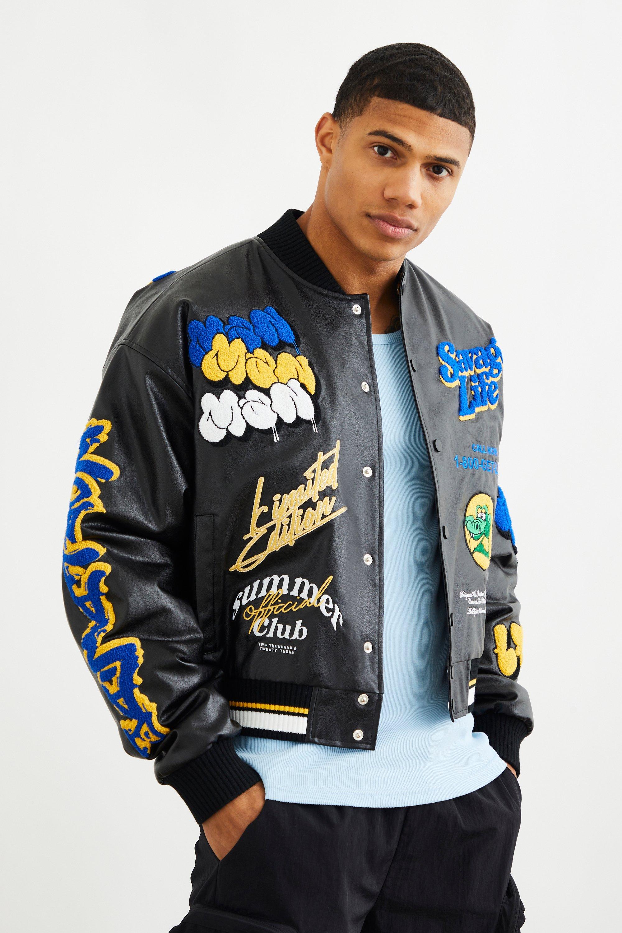 boohooMAN Men's Boxy Varsity Jacket