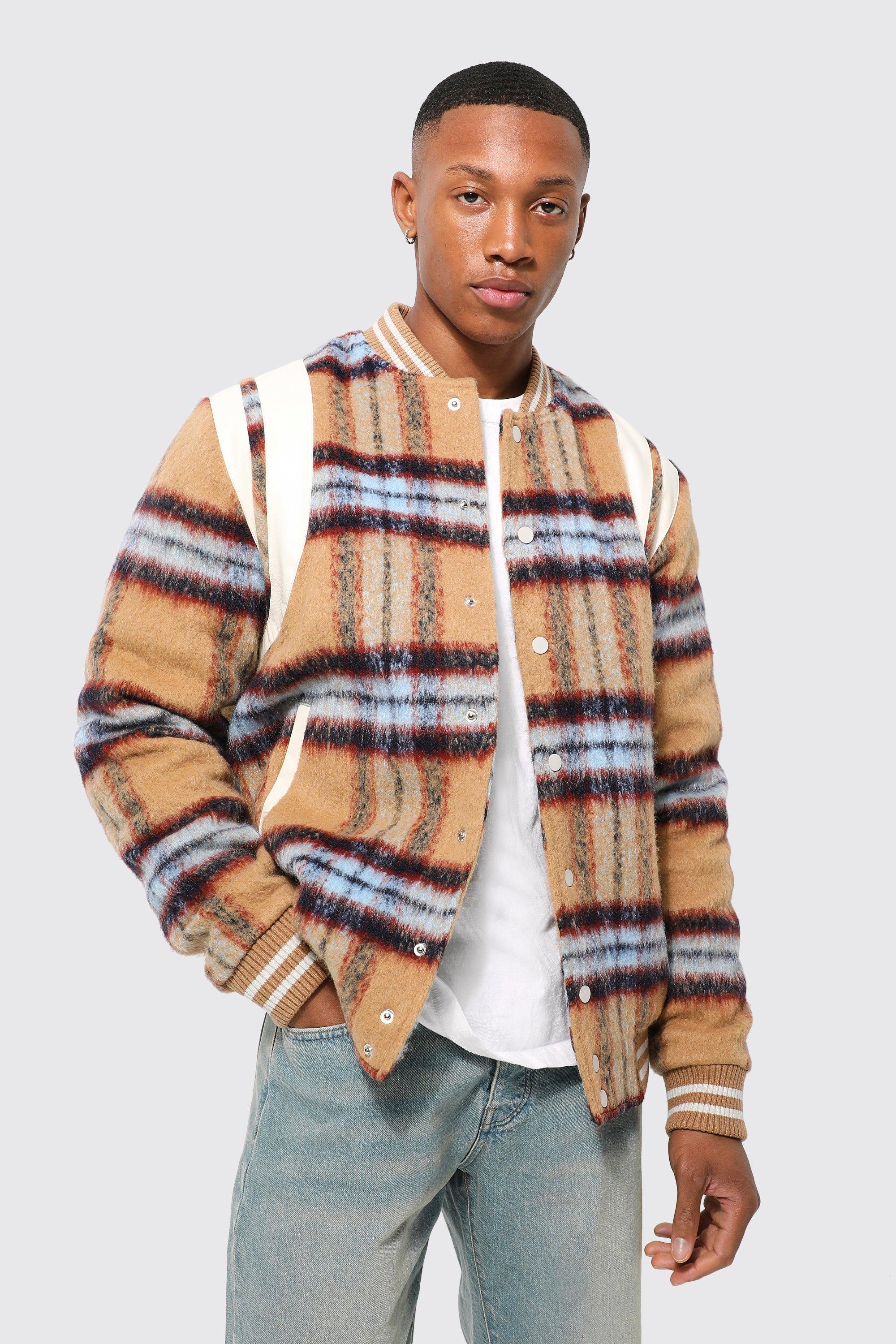 Wool Plaid Jacquard Bomber Jacket