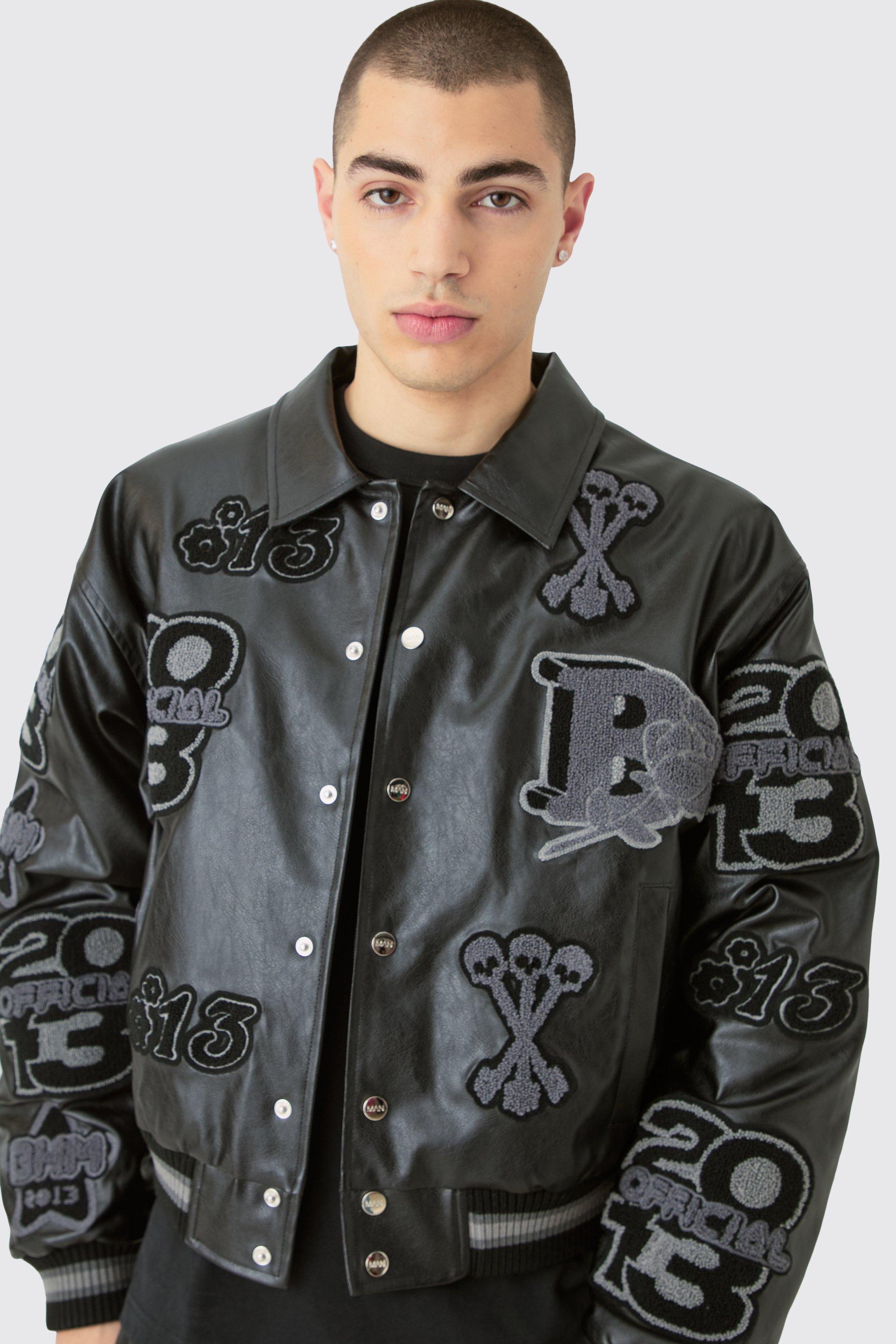 boohooMAN Men's Boxy Varsity Jacket