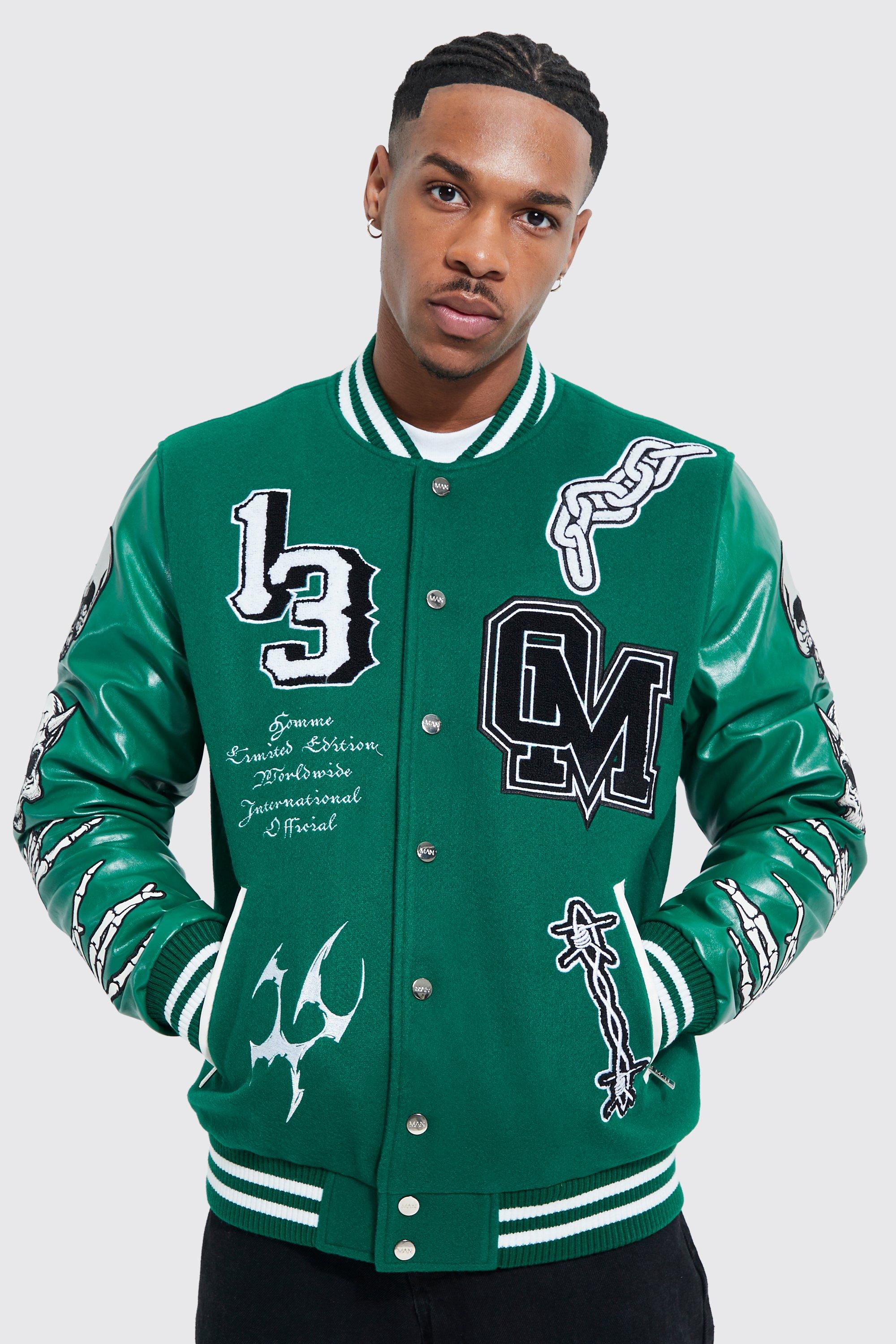 Limited Edition Skull Varsity Jacket | boohooMAN USA