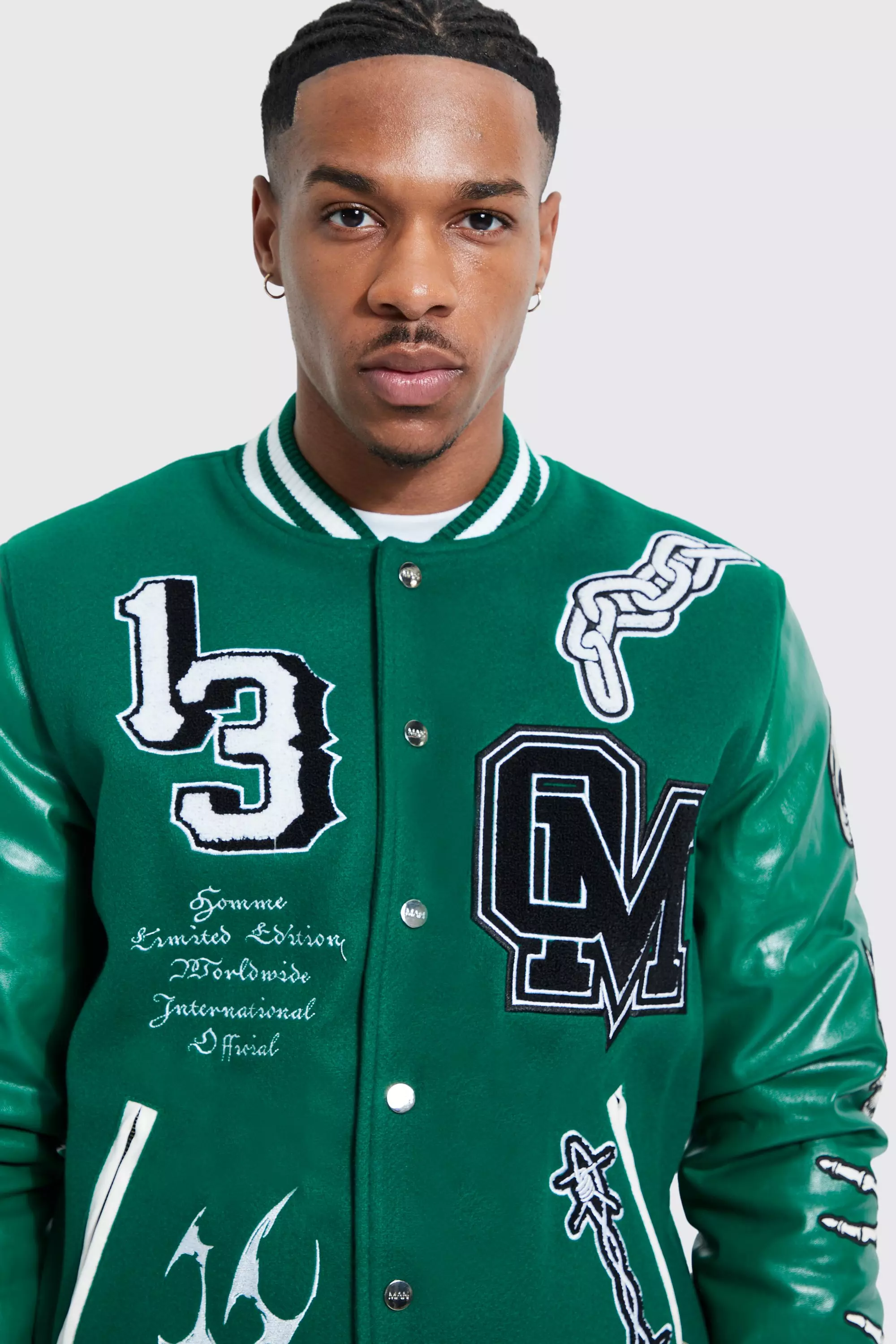 Limited Edition Skull Varsity Jacket | boohooMAN USA