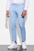 Light blue Slim Linen Crop Dress Pants