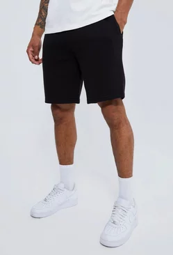 Basic Slim Fit Mid Length Jersey Short Black
