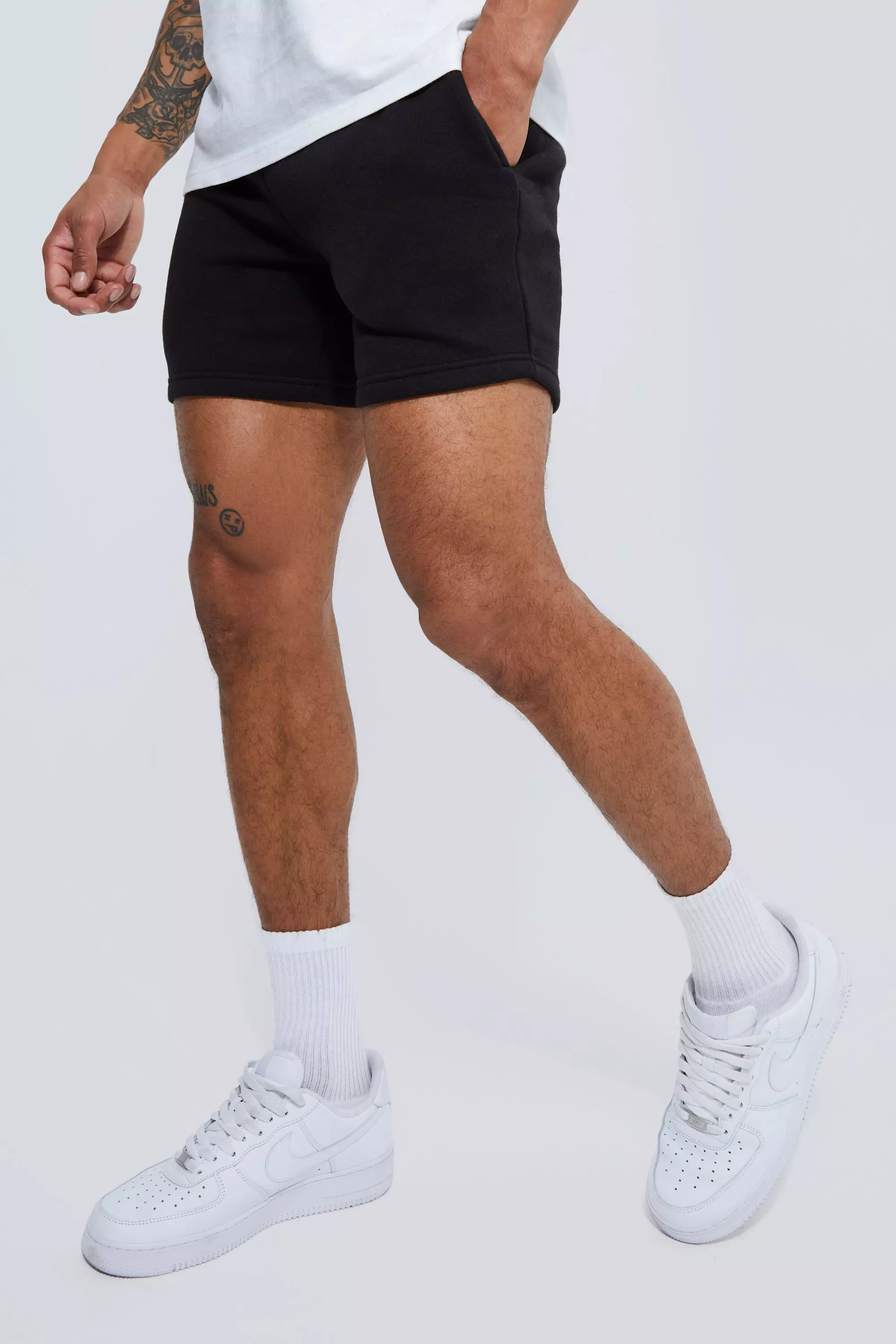 Basic Slim Fit Short Length Sweat Shorts boohooMAN USA