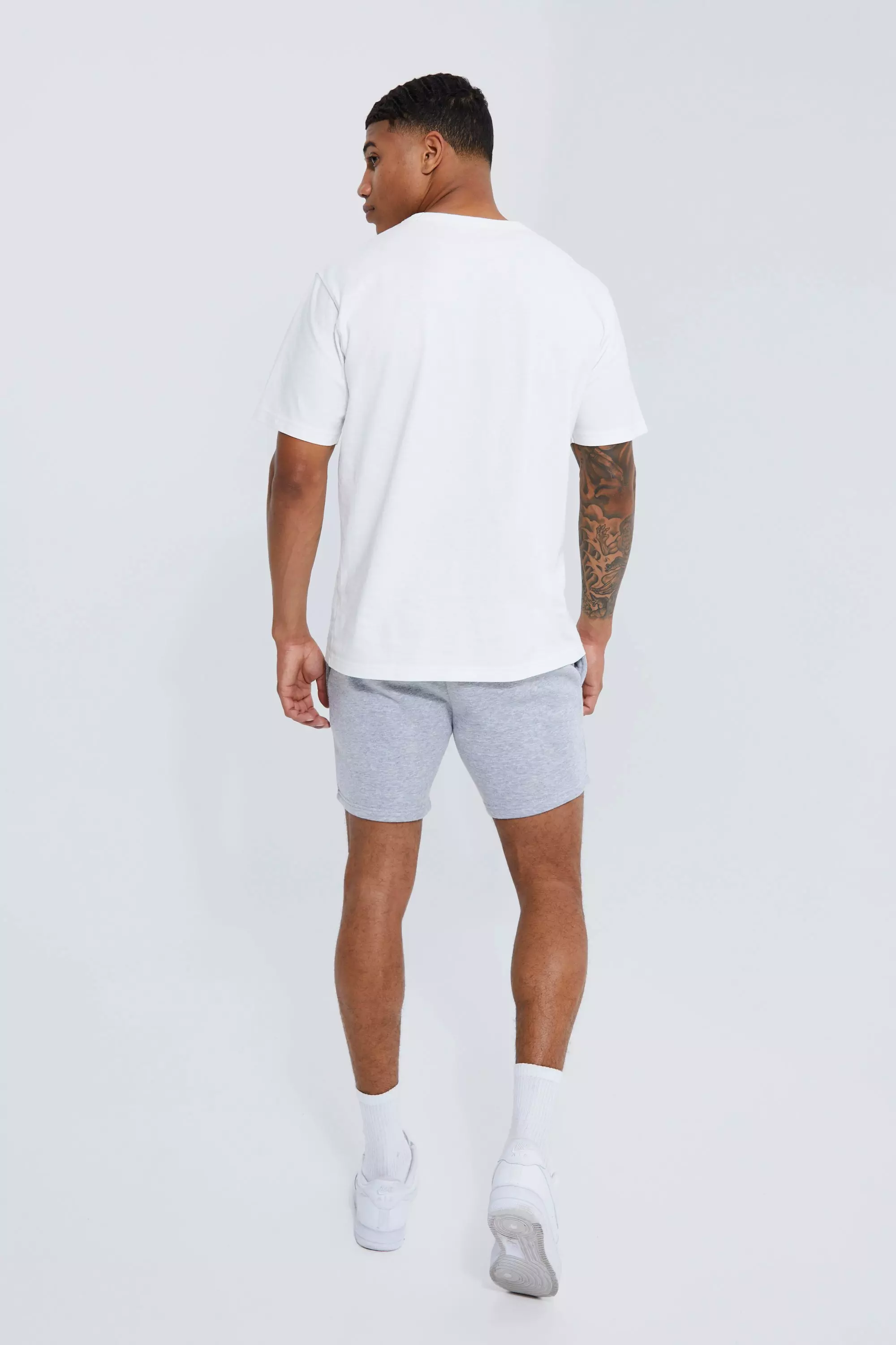 Grey marl Basic Slim Fit Short Length Jersey Short alternative image