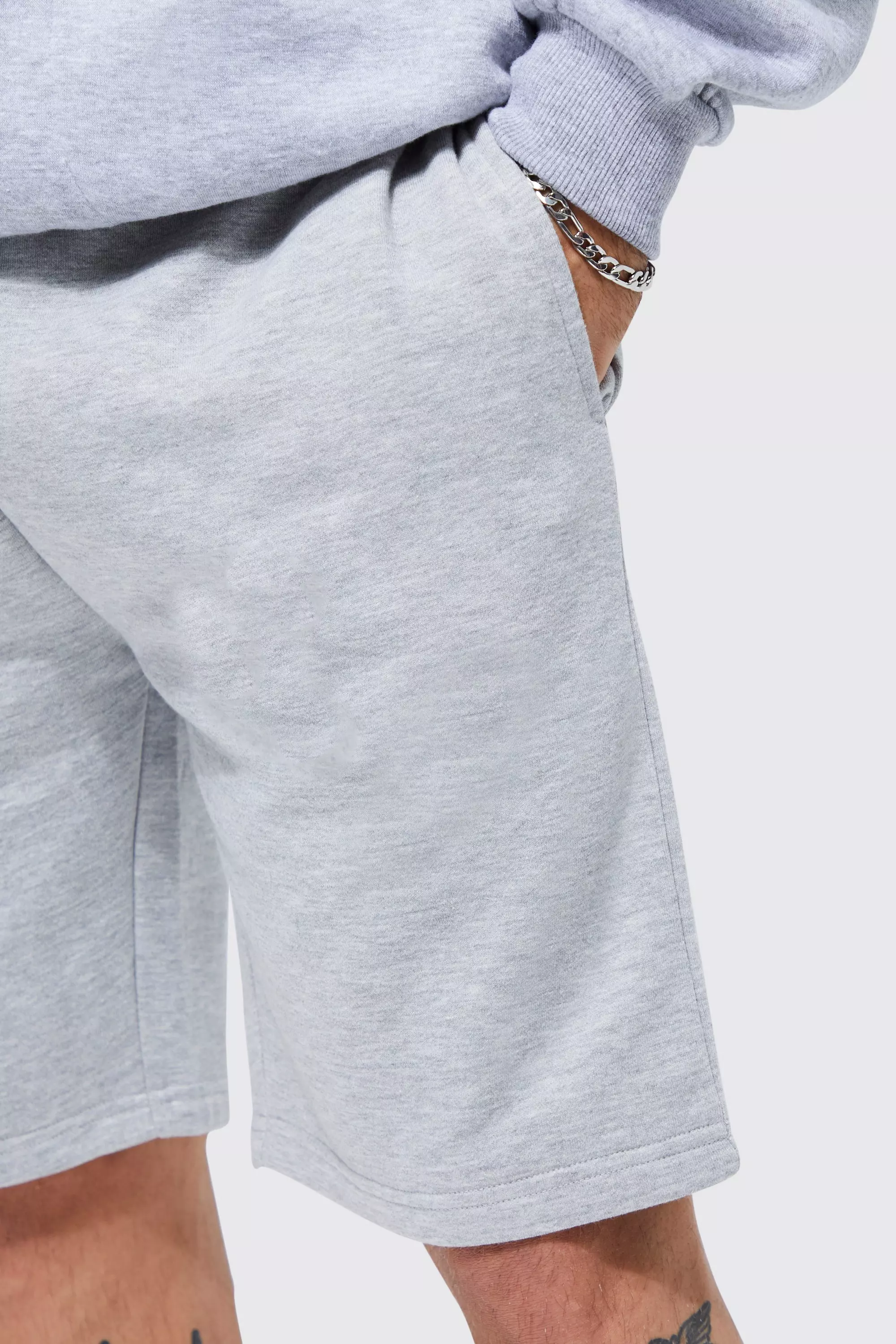 Grey marl Basic Baggy Middellange Jersey Shorts alternatieve afbeelding