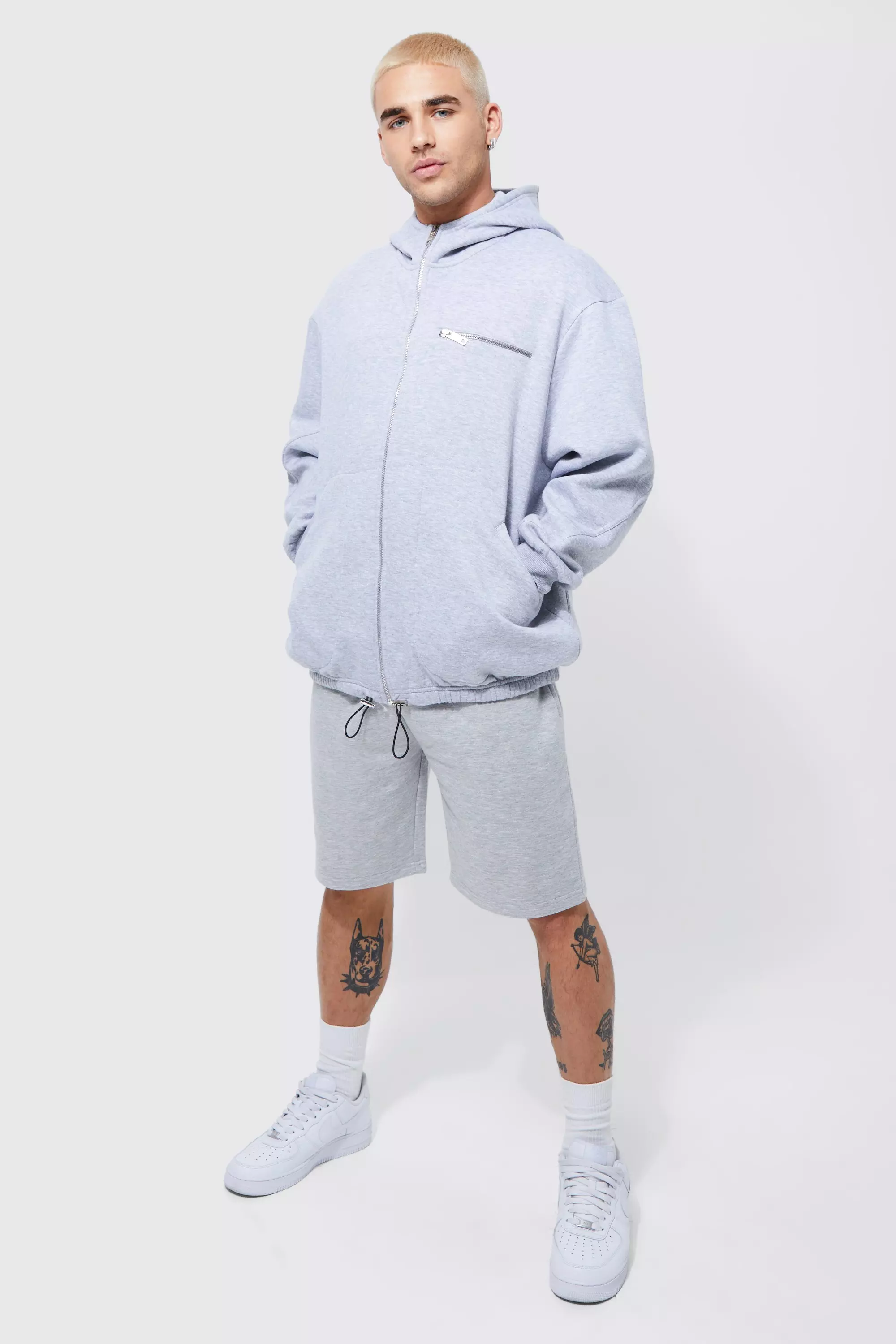 Grey marl Basic Baggy Middellange Jersey Shorts alternatieve afbeelding