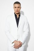 Ecru Skinny Single Breasted Linen Suit Jacket