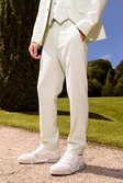 Ecru Skinny Linen Crop Suit Trousers