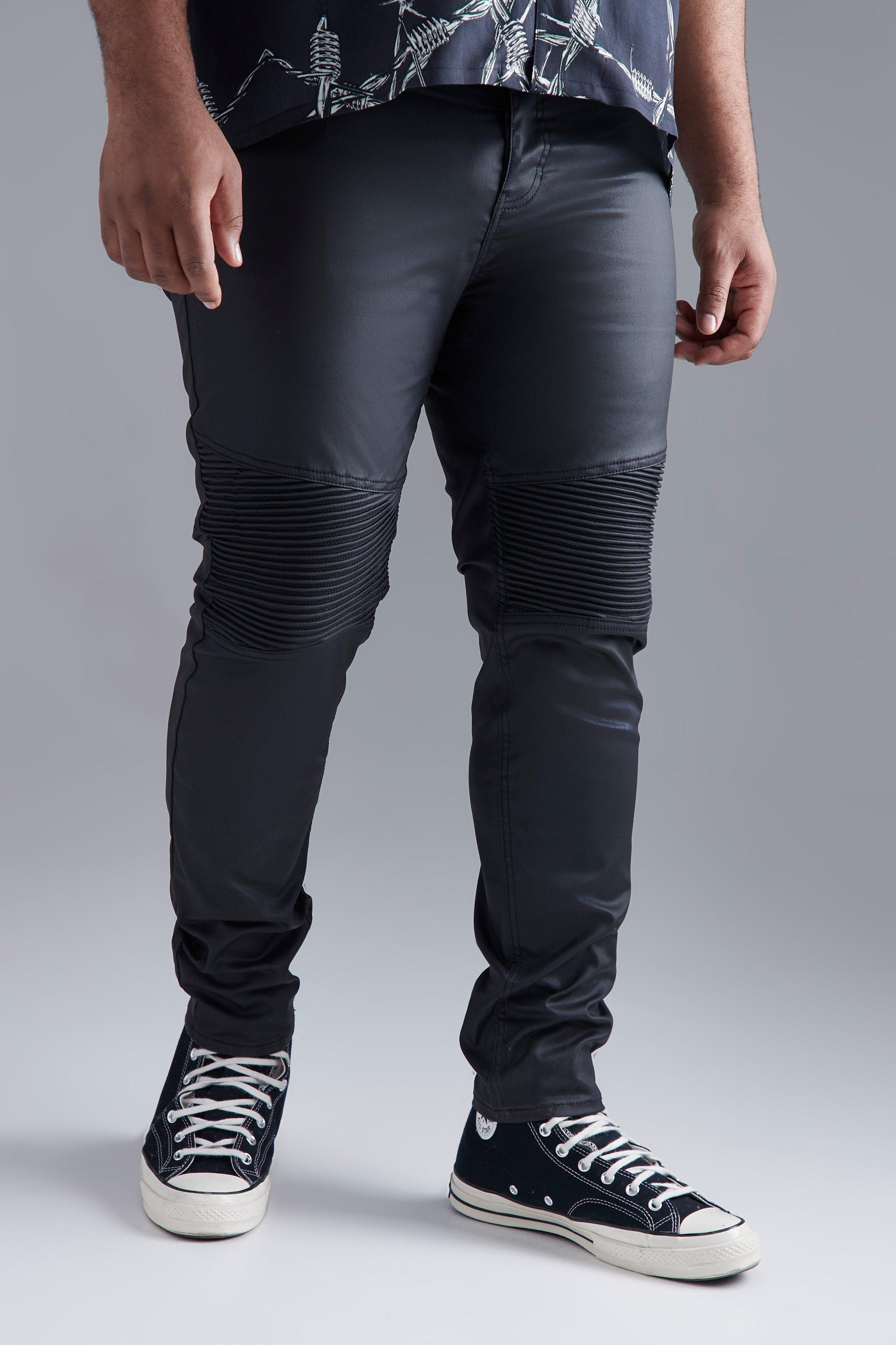 Skinny Fit Coated Biker Jeans