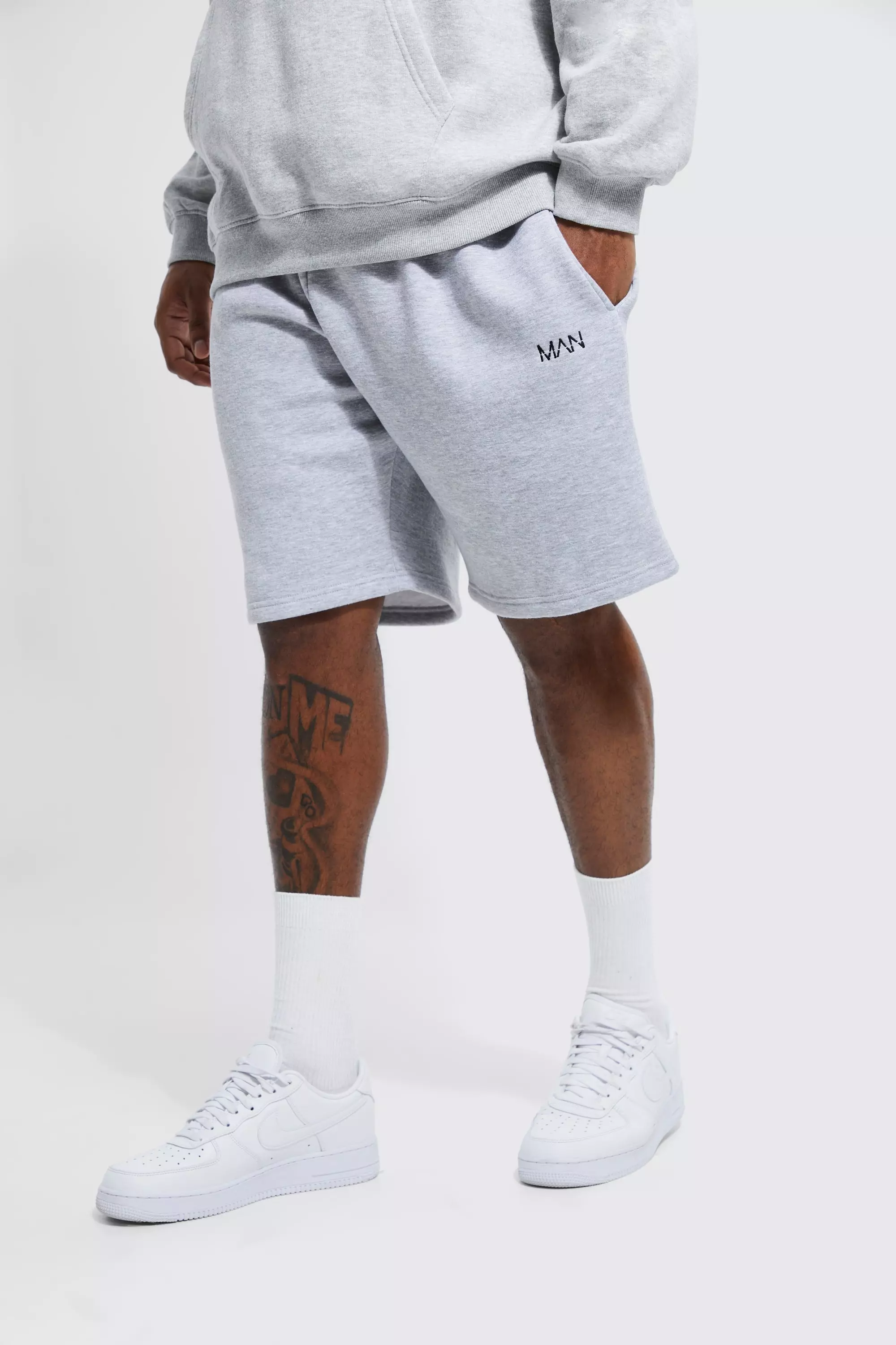 Plus Man Loose Sweat Shorts Grey marl