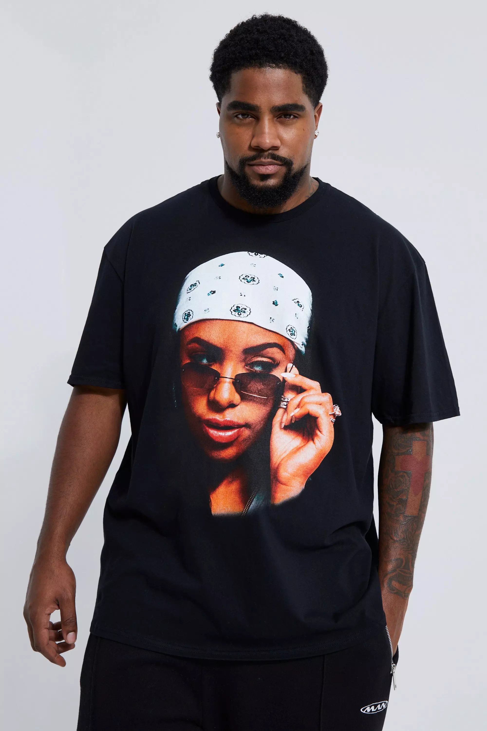 Plus Aaliyah Photo License T-shirt Black