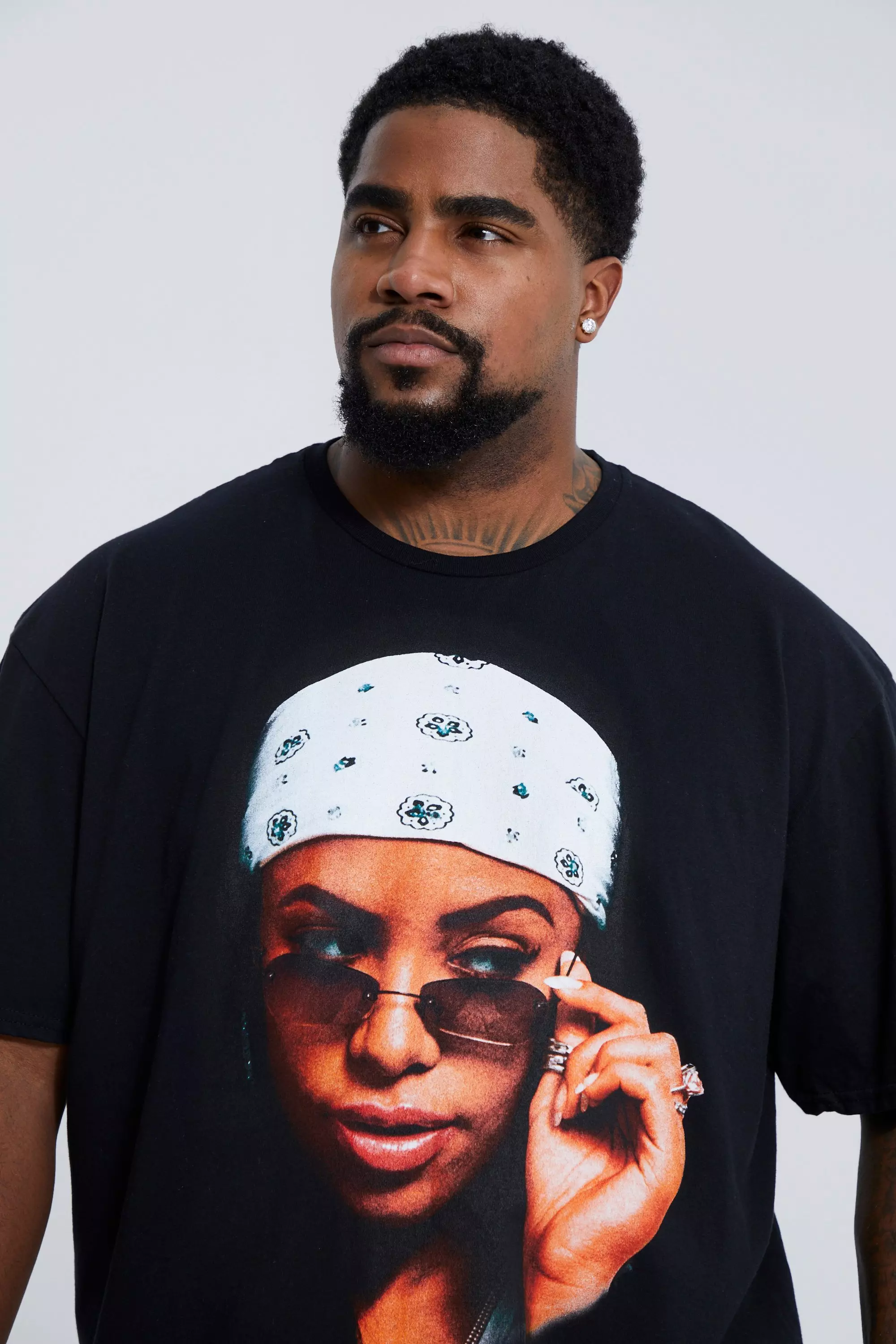 Plus Aaliyah Photo License T-shirt | boohooMAN USA