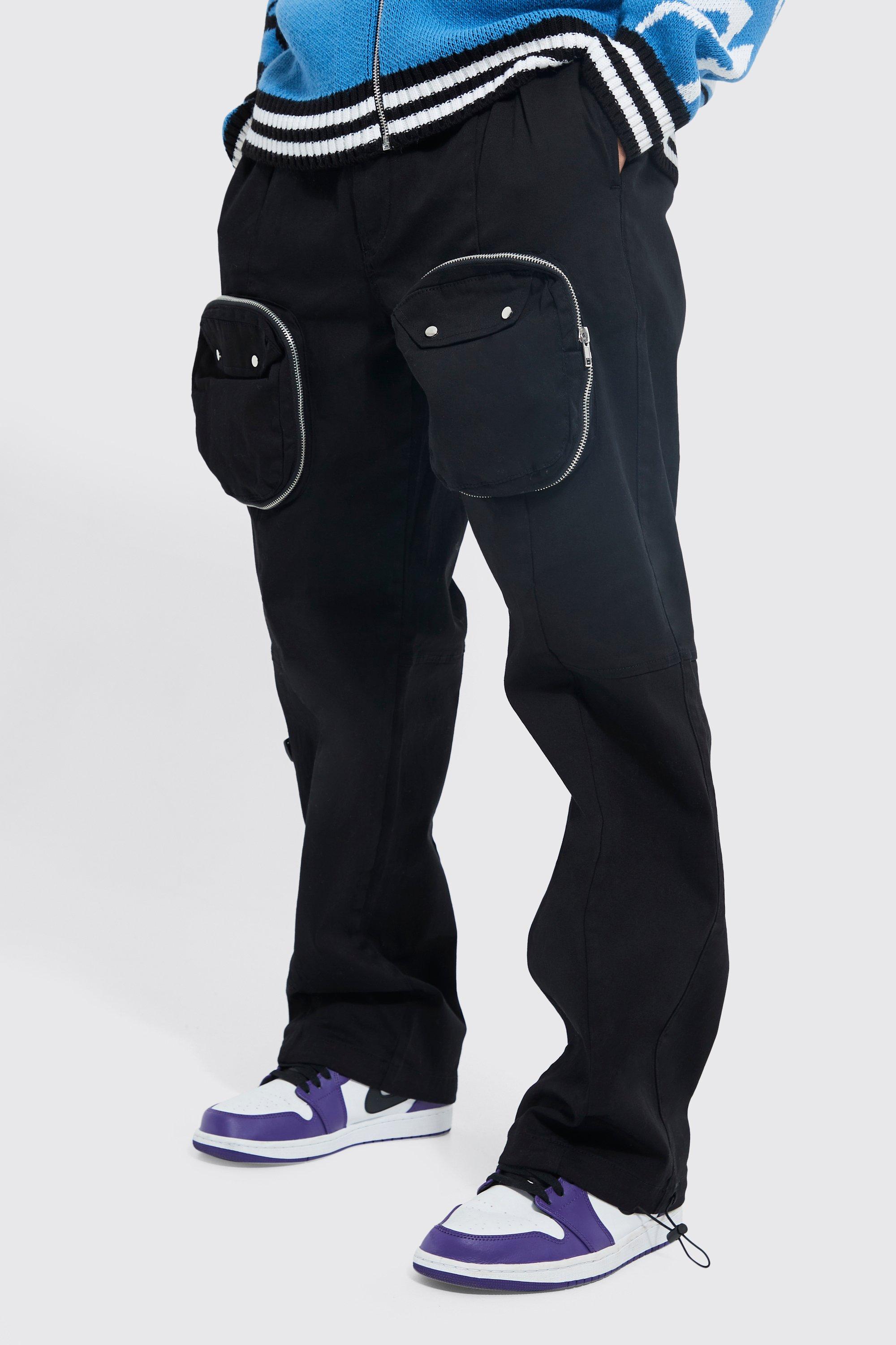 boohooMAN Men's Relaxed 3D Pocket Cargo Pants