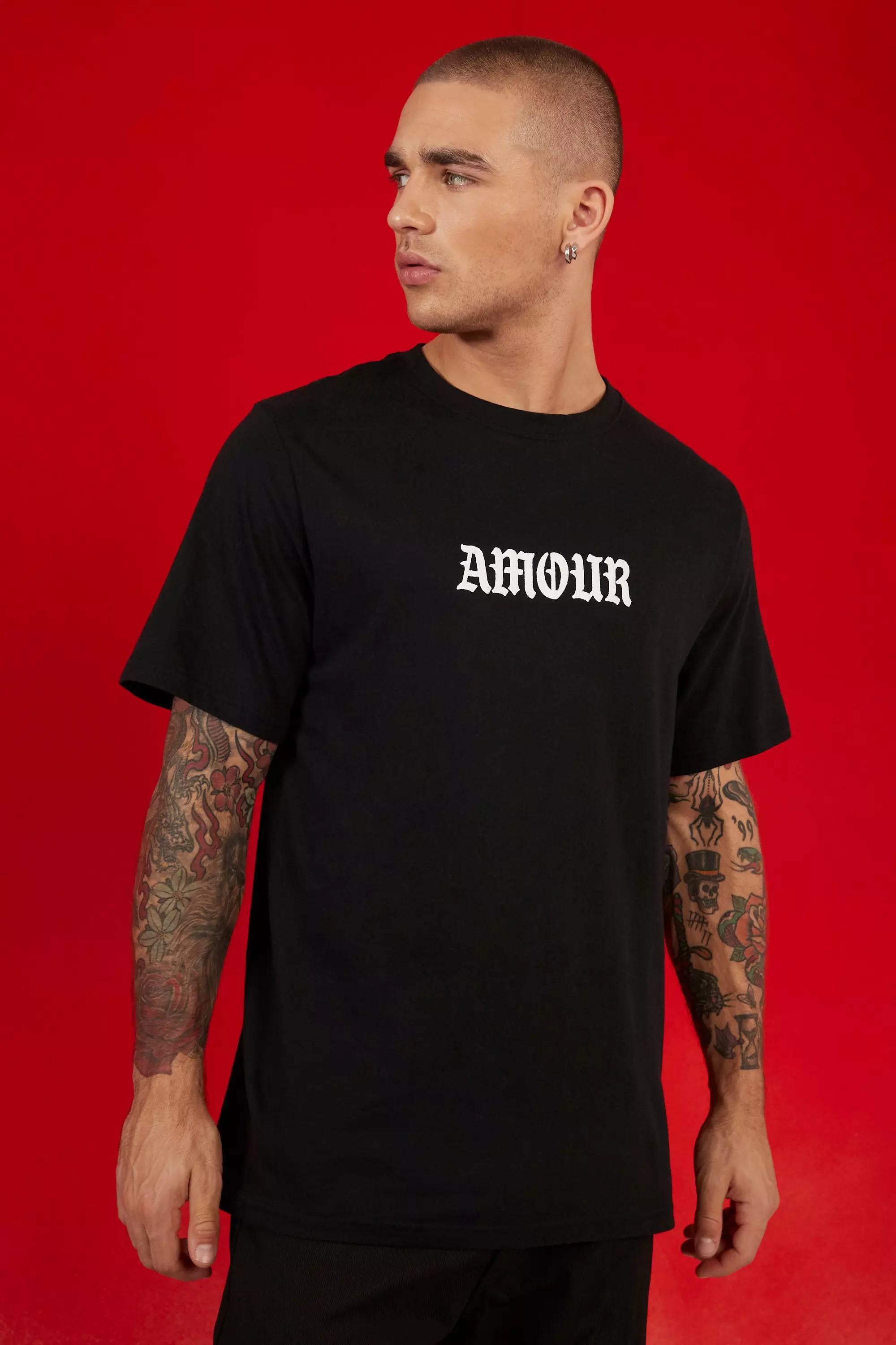 Black Amour Print T-shirt alternative image