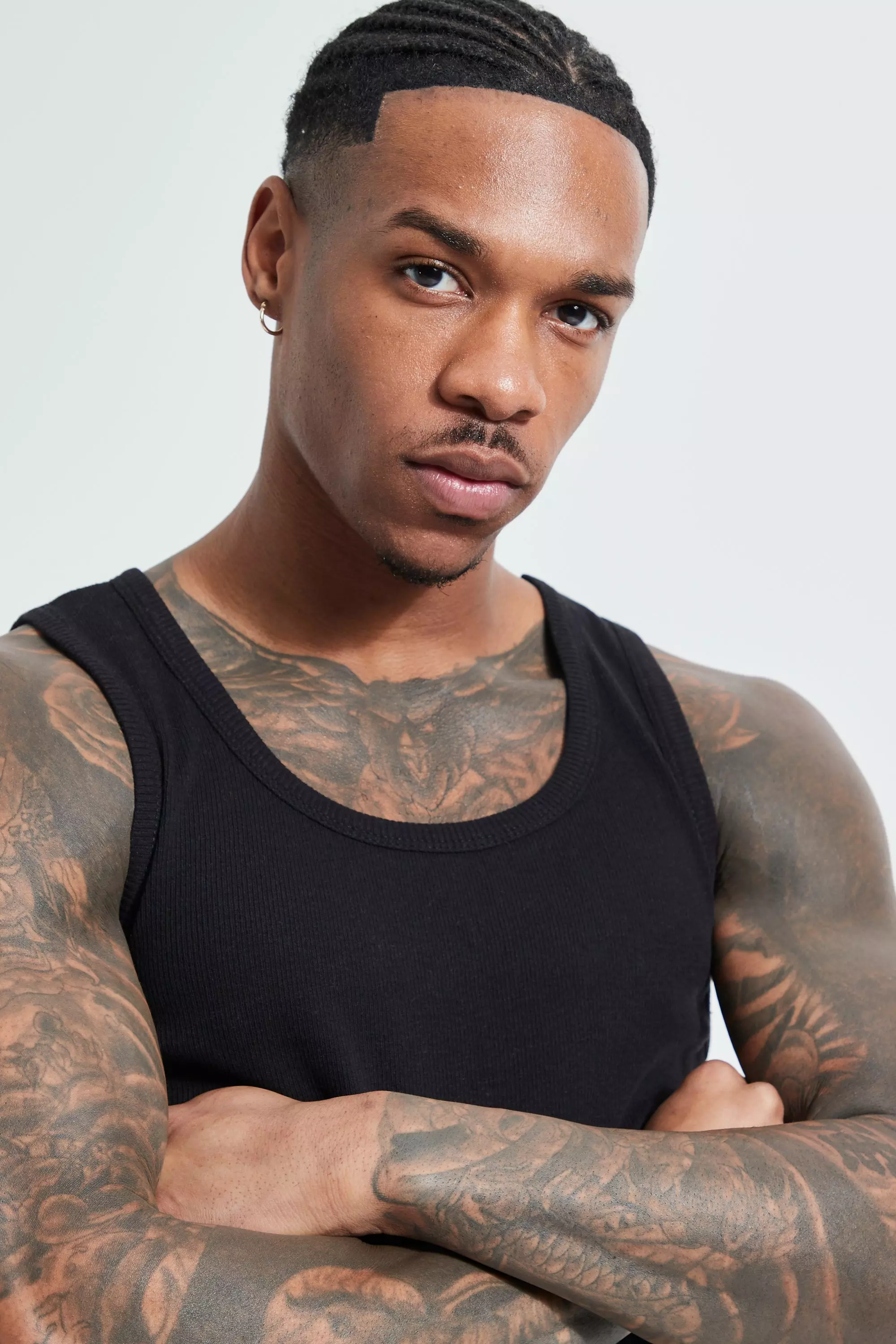 Black Basic Muscle Fit Ribbed Vest alternative image
