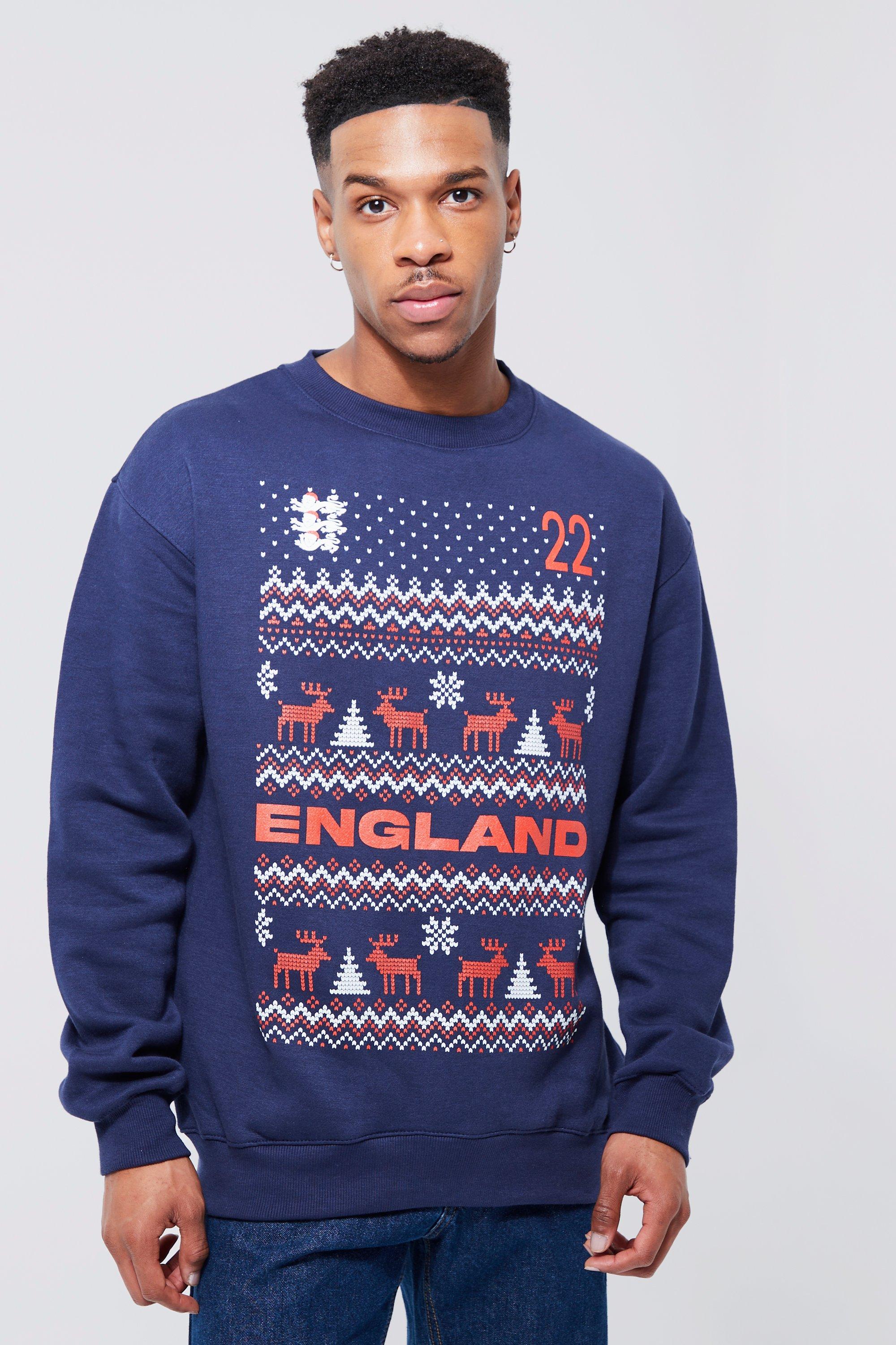 Zelfgenoegzaamheid Ambassadeur passage Oversized England 22 Kersttrui | boohooMAN