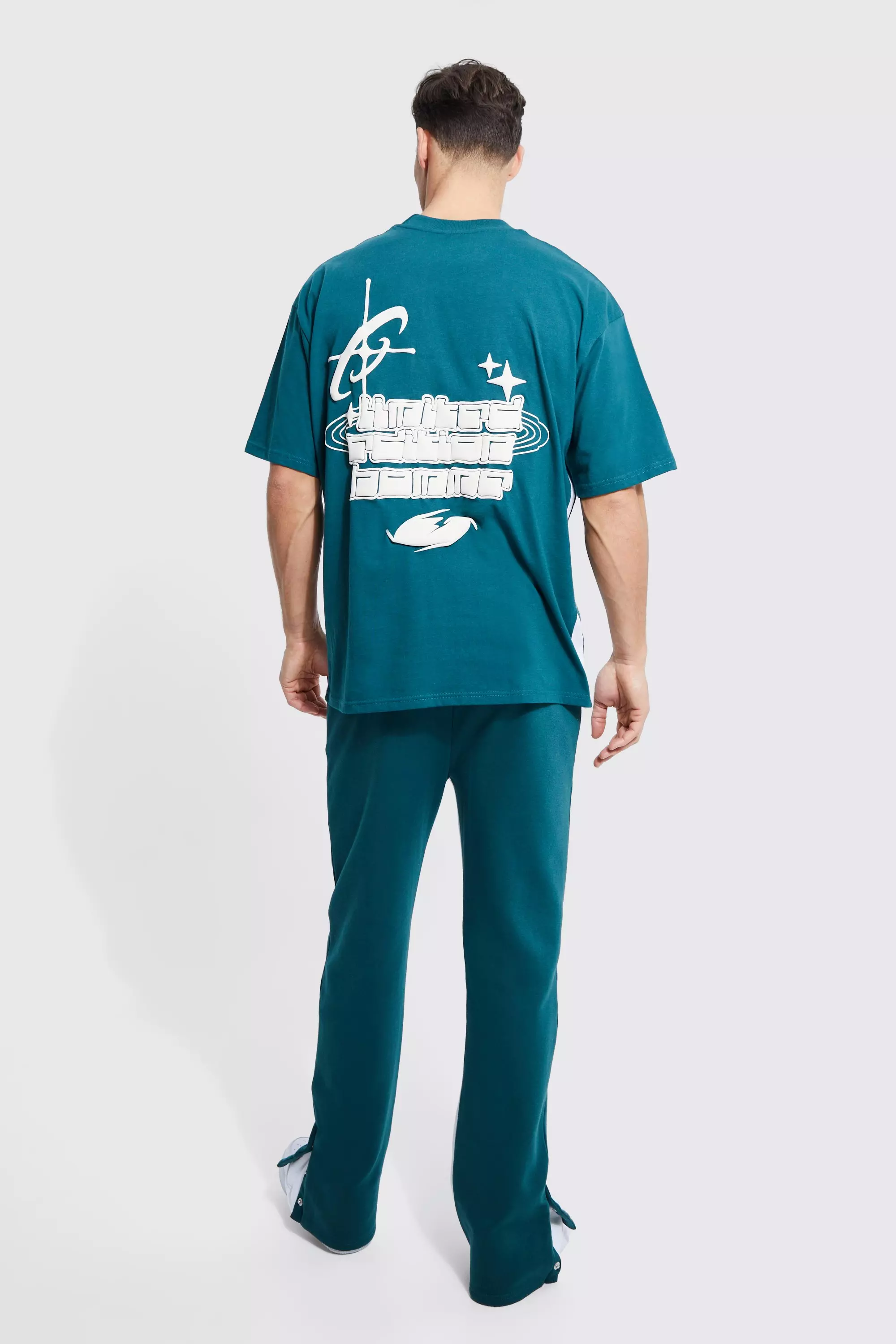 Tall Core Popper Gusset T-shirt Tracksuit | boohooMAN USA