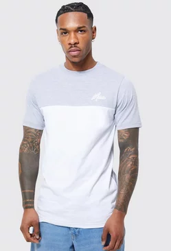 Slim Fit Man Colour Block T-shirt Grey marl