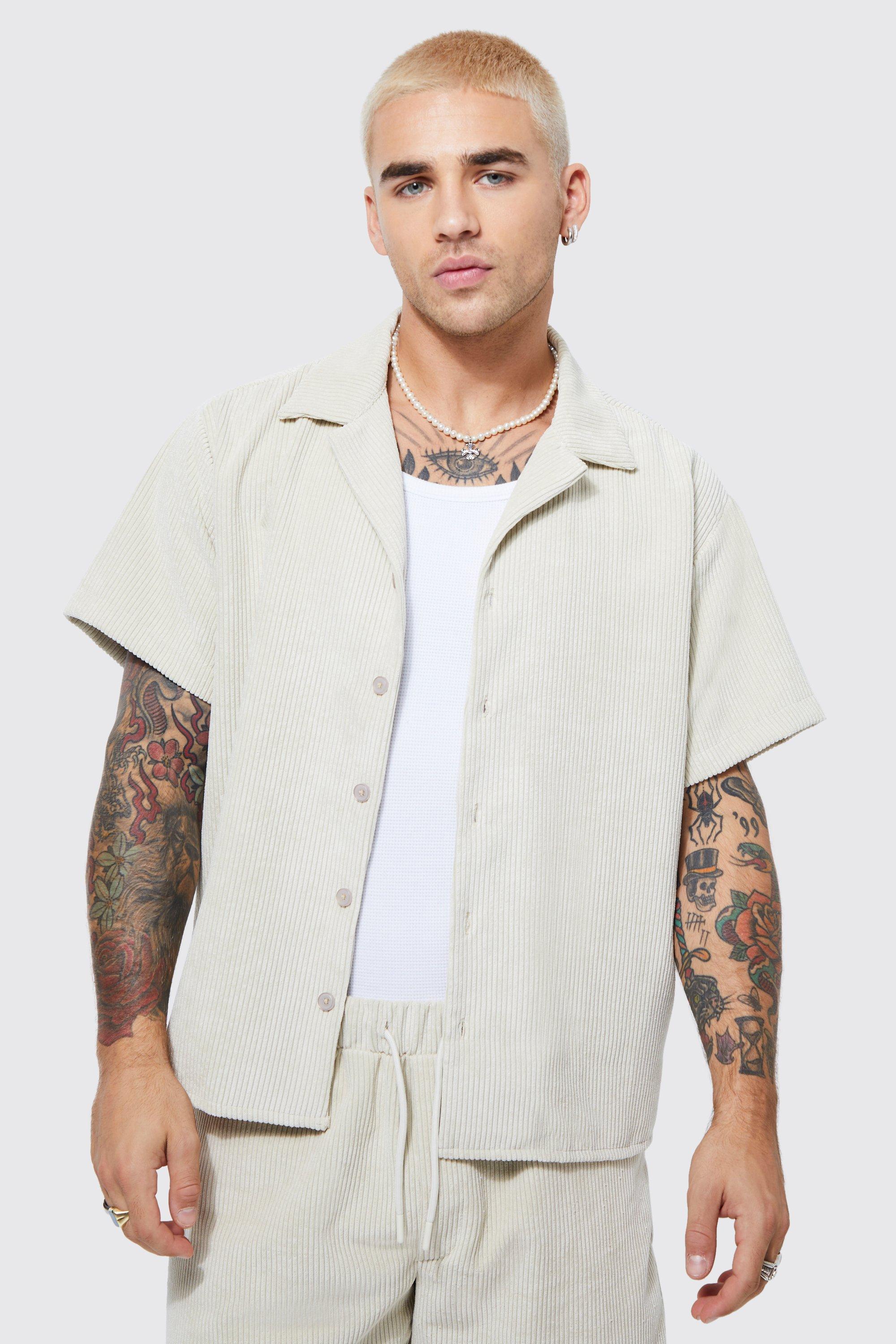 Ecru Boxy Fit Corduroy Shirt